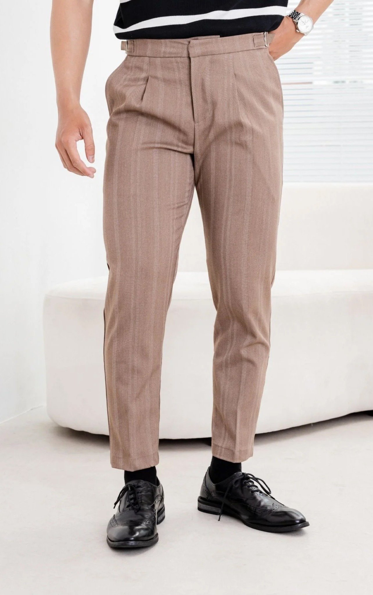 AG06 PREMIUM SLIMFIT SIDETAB TROUSERS - BROWN