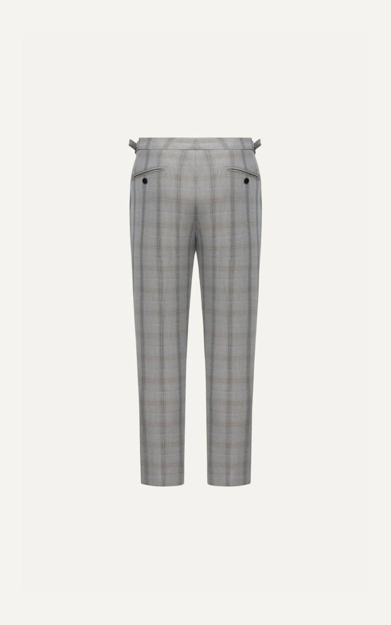 AG10 PREMIUM SLIMFIT SIDETAB CHECKED TROUSERS - BEIGE