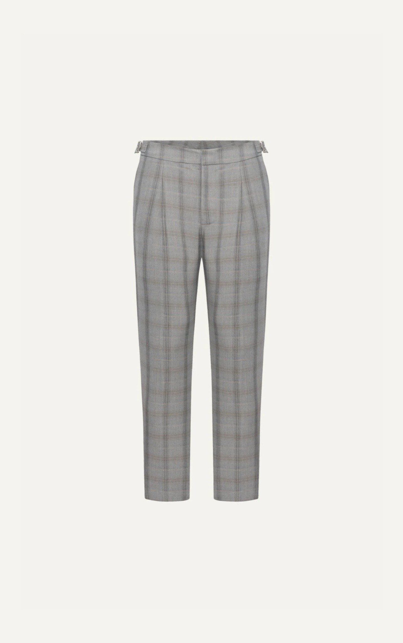 AG10 PREMIUM SLIMFIT SIDETAB CHECKED TROUSERS - BEIGE