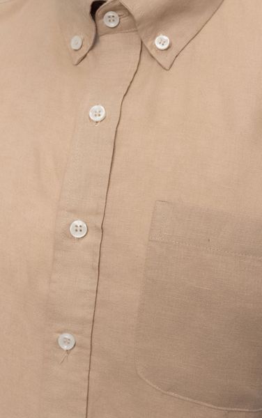  AG293 STUDIO REGULAR FIT ESSENTIAL LINEN SHIRT WITH POCKET - BEIGE 