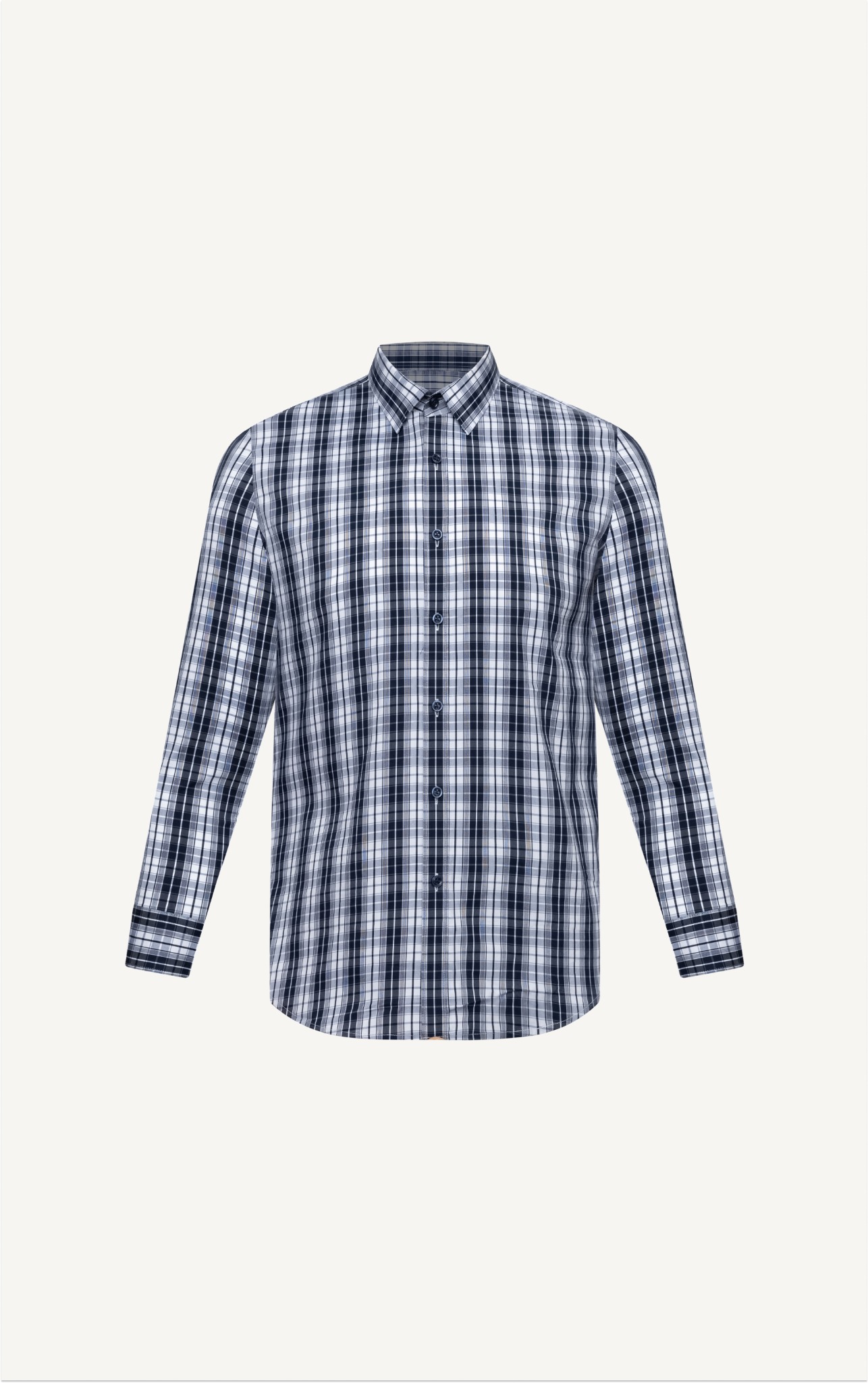 AG856 FACTORY SLIMFIT MICRO CHECKED SHIRT - DARK BLUE