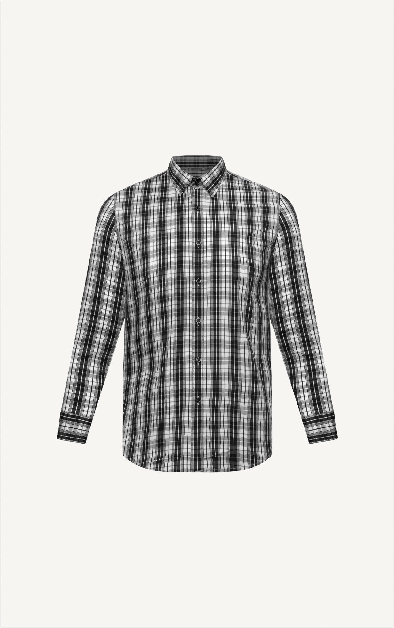 AG856 FACTORY SLIMFIT MICRO CHECKED SHIRT - BLACK