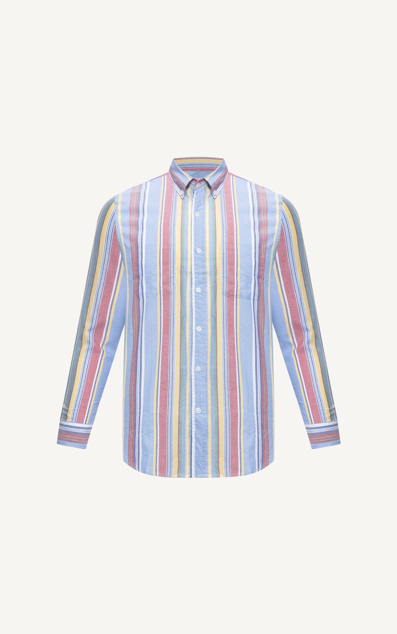 H300 FACTORY REGULAR FIT MULTI-COLORED VERTICAL STRIPED SHIRT - LIGHT BLUE