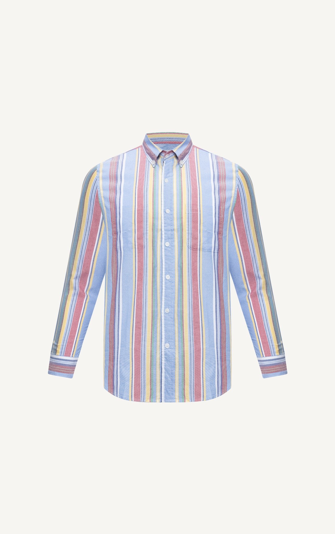 AG300 FACTORY REGULAR FIT MULTI-COLORED VERTICAL STRIPED SHIRT - LIGHT BLUE