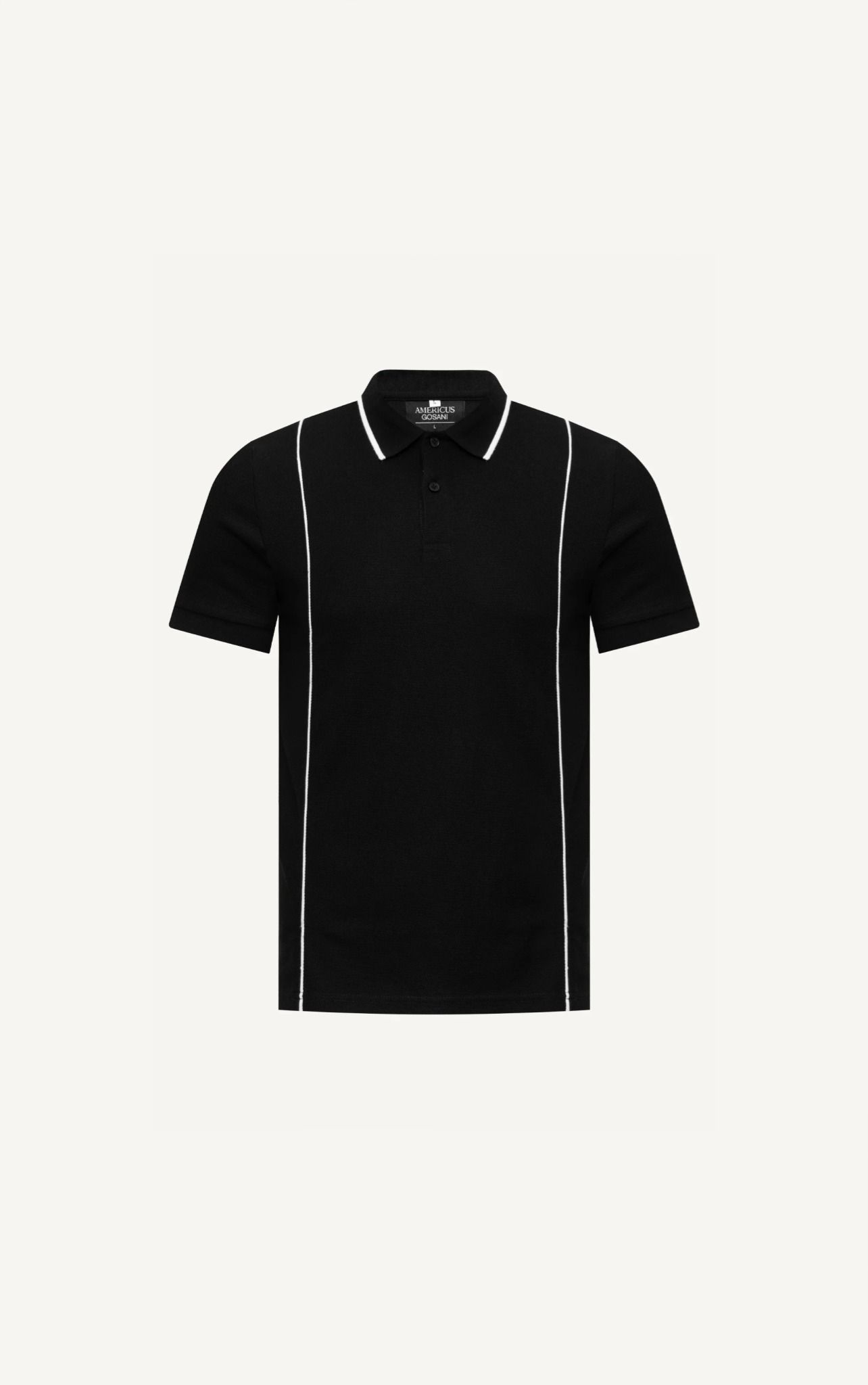  AG61 PREMIUM SLIMFIT NEW VERTICAL STRIPED POLO - BLACK 