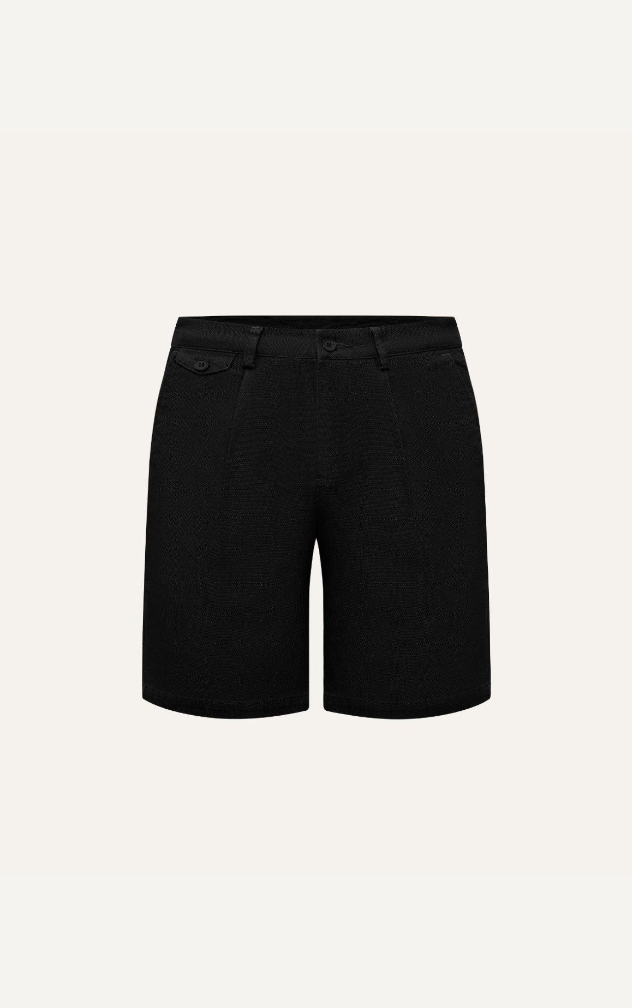 AG512 STUDIO SLIMFIT PLEATED CHINO KHAKI SHORT - BLACK