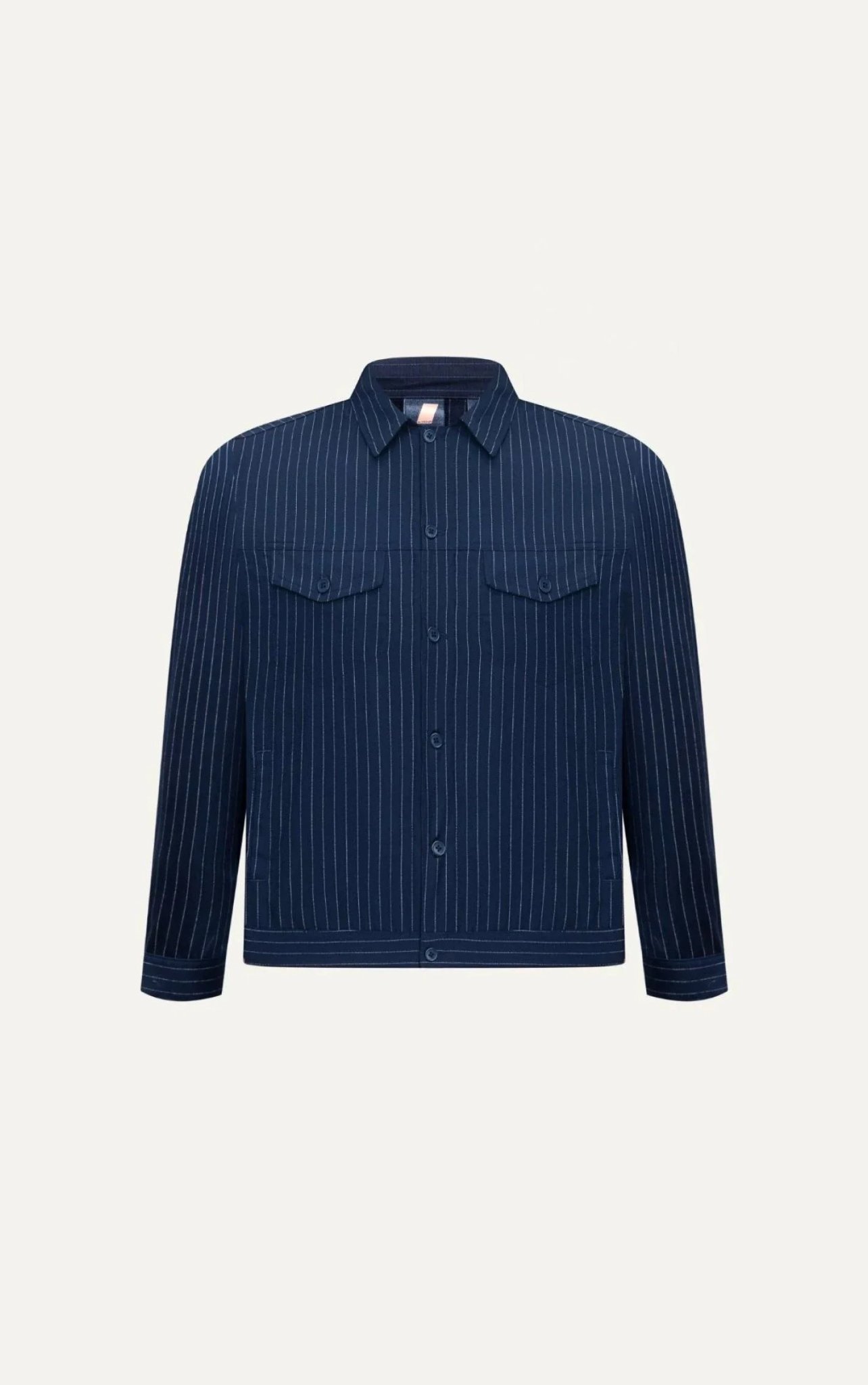 AG08 STUDIO REGULAR FIT STRIPED TWO POCKETS JACKET - DARK BLUE
