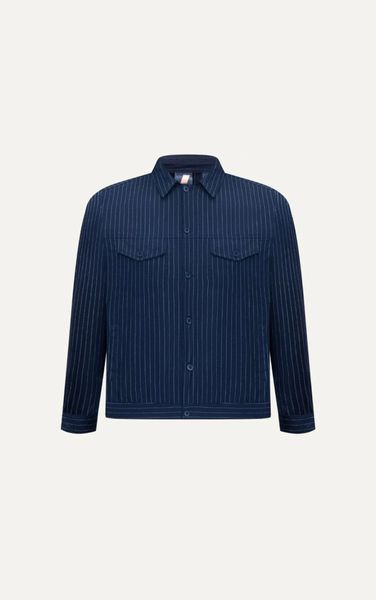  AG08 STUDIO REGULAR FIT STRIPED TWO POCKETS JACKET - DARK BLUE