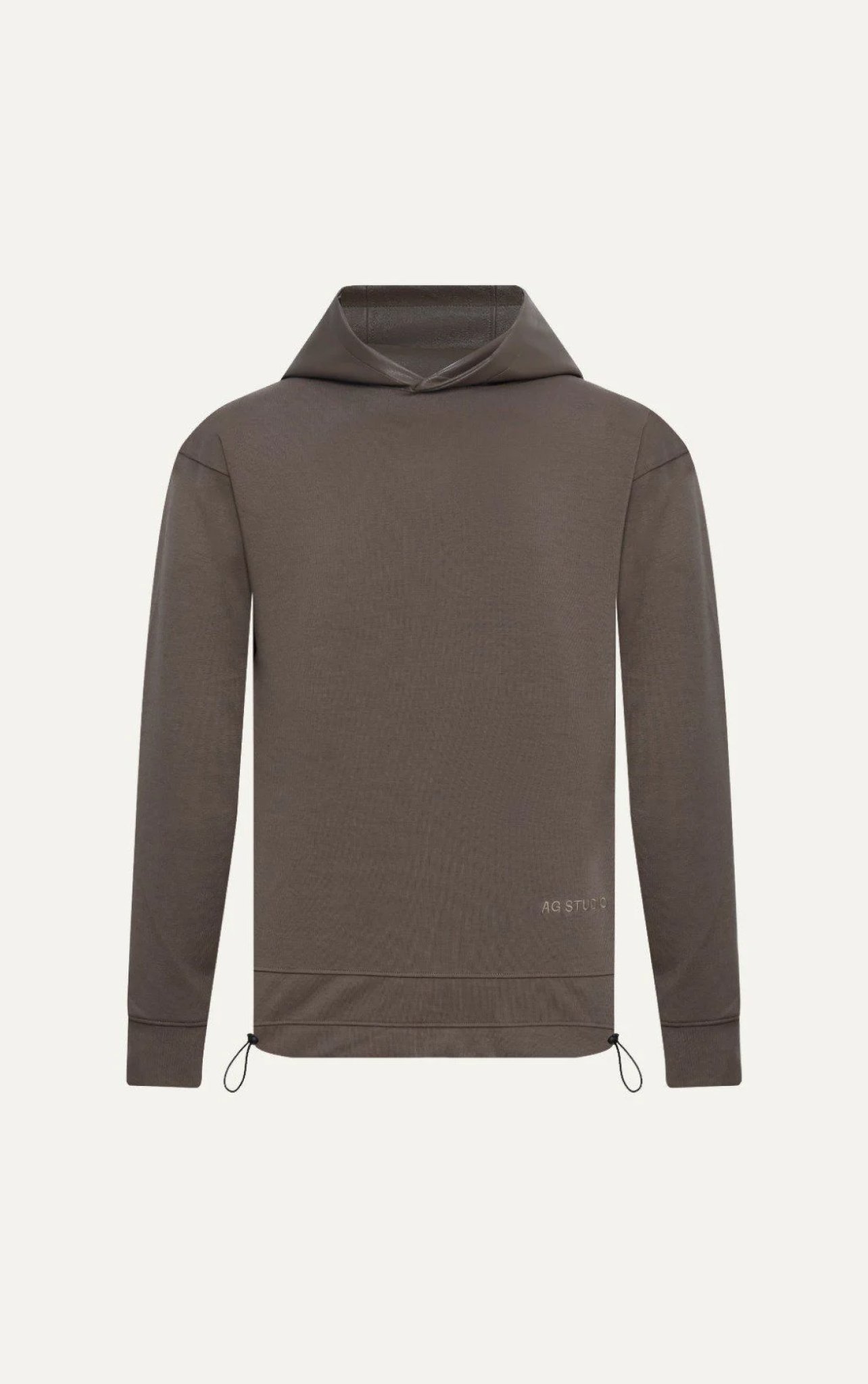 AG17 STUDIO LOOSE FIT MIXED DETAIL LEATHER HOODIE - OLIVE