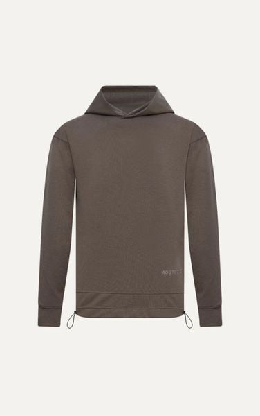  AG17 STUDIO LOOSE FIT MIXED DETAIL LEATHER HOODIE - OLIVE