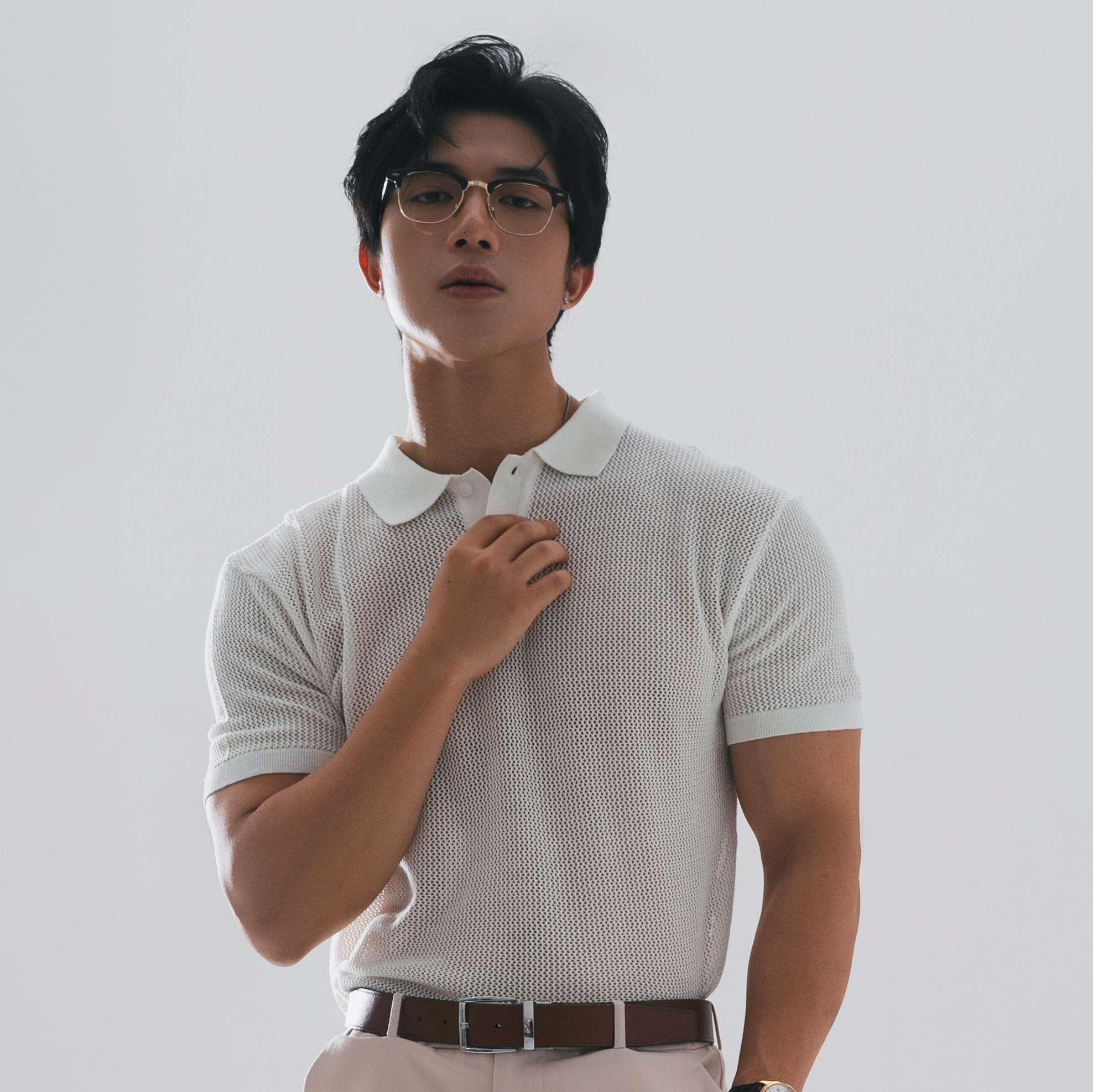 AG712 PREMIUM REGULAR FIT KNIT POLO - WHITE