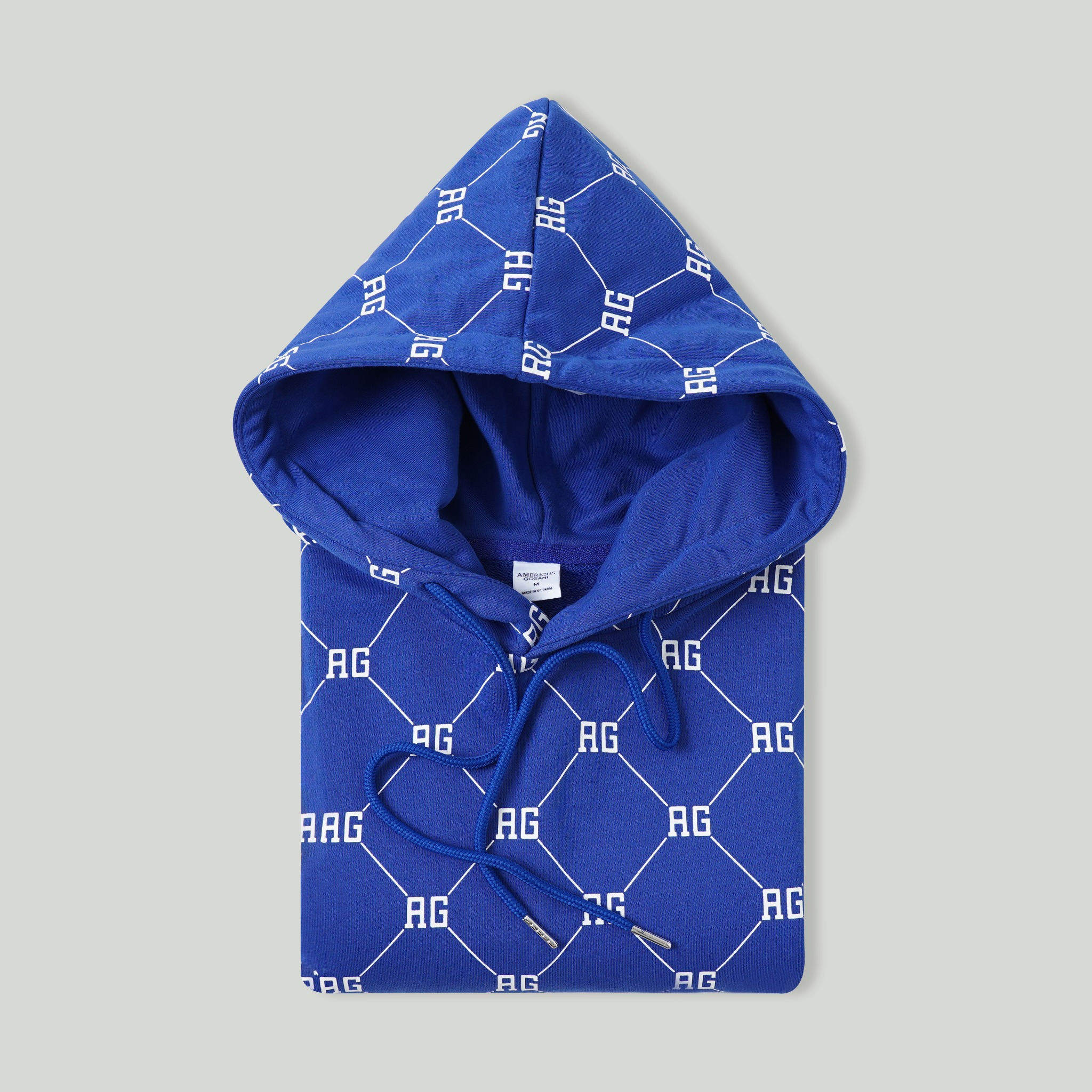 AG64 STUDIO OVERSIZE MONOGRAM PRINTED HOODIE - BLUE