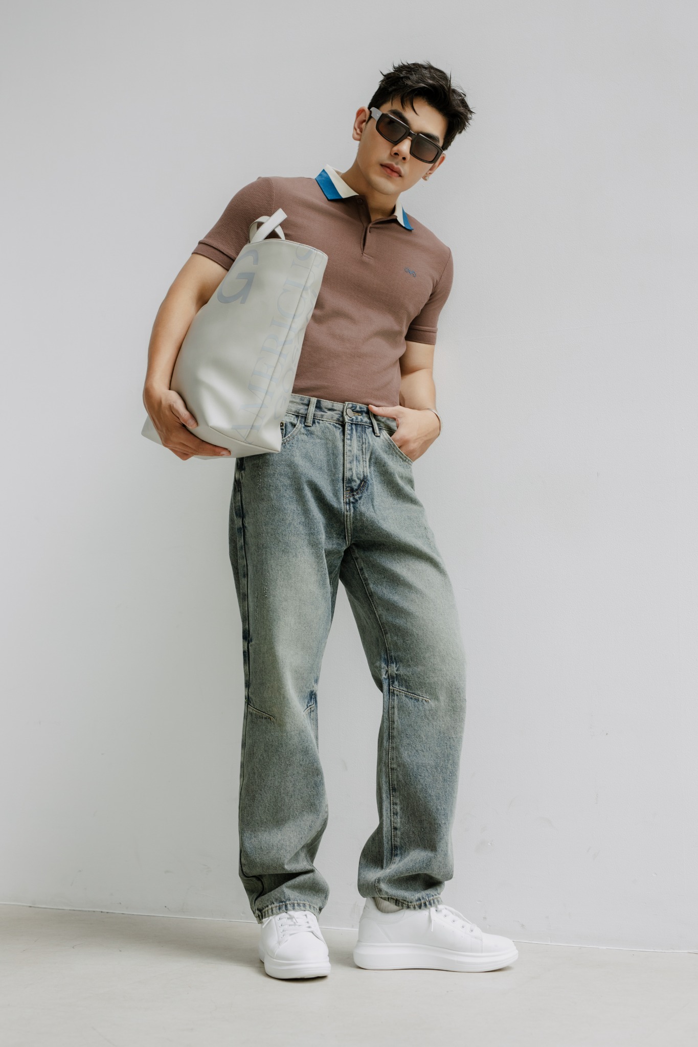 AG880 PREMIUM SLIMFIT POLO - BROWN
