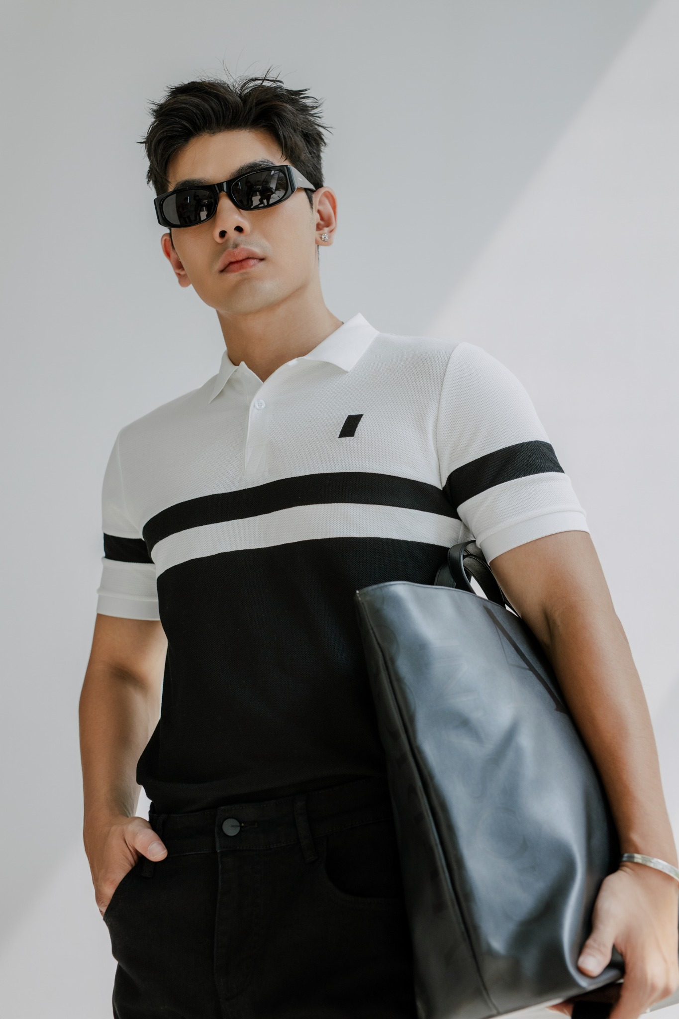 T60 FACTORY SLIMFIT STRIPED POLO - WHITE