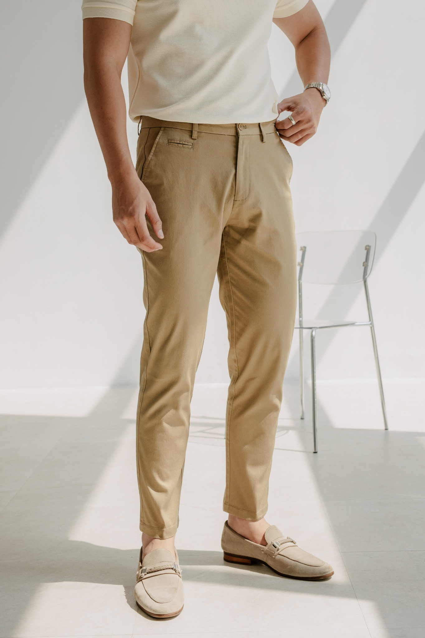 AGF1 FACTORY SLIMFIT NEW KHAKI TROUSERS - BROWN