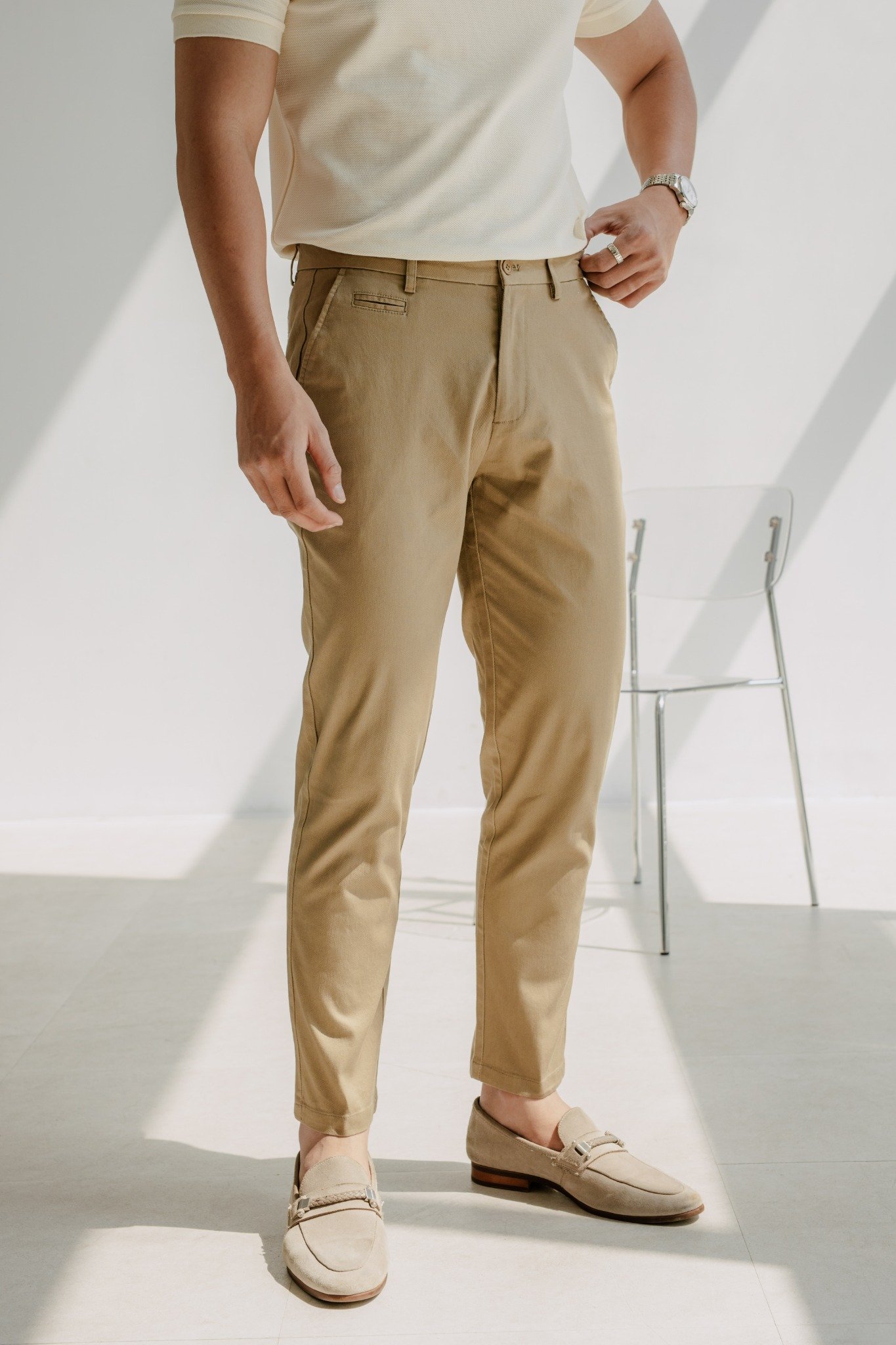 F1 FACTORY SLIMFIT KHAKI TROUSERS - BROWN