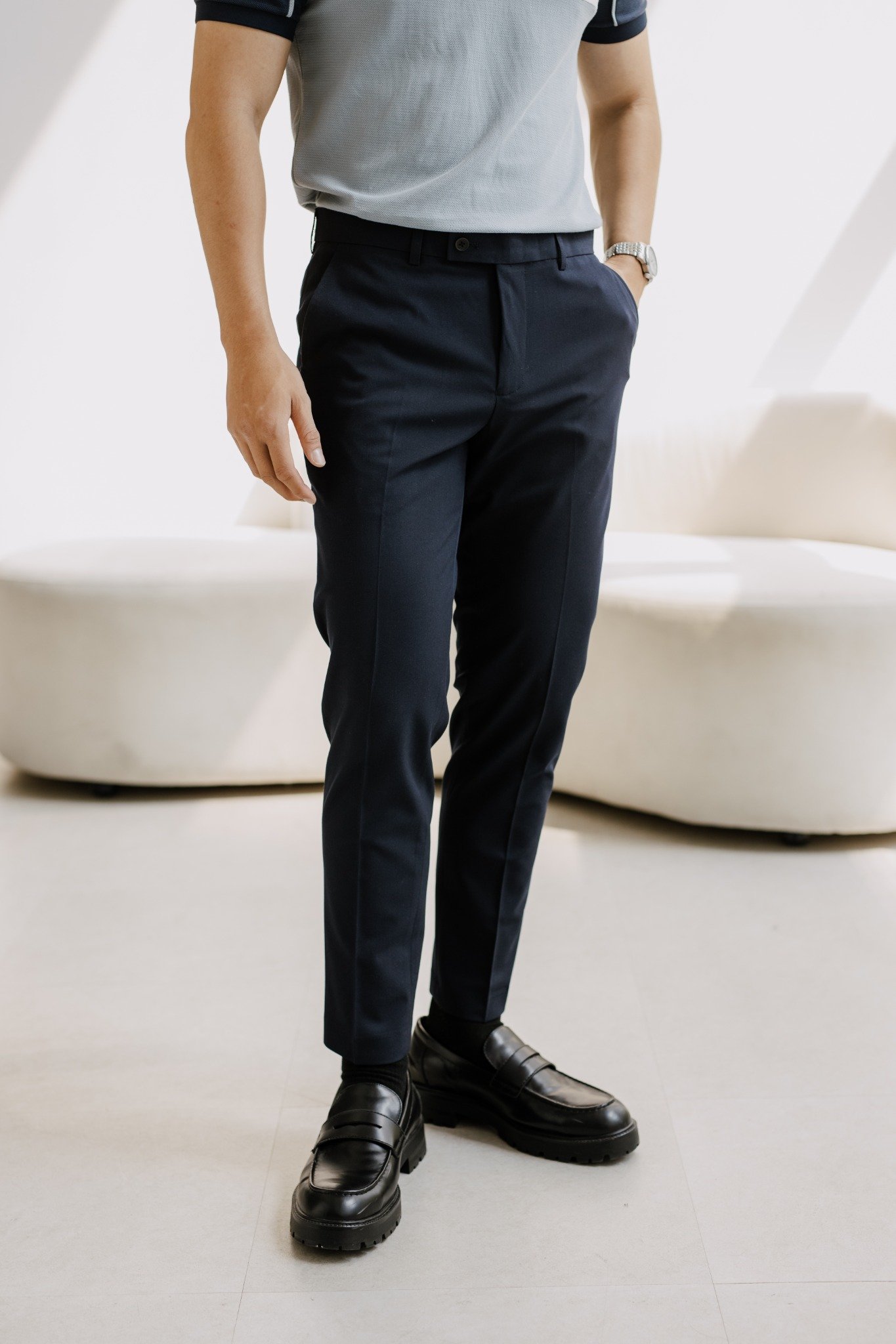 AG57 FACTORY SLIMFIT ESSENTIAL TROUSERS - DARK BLUE