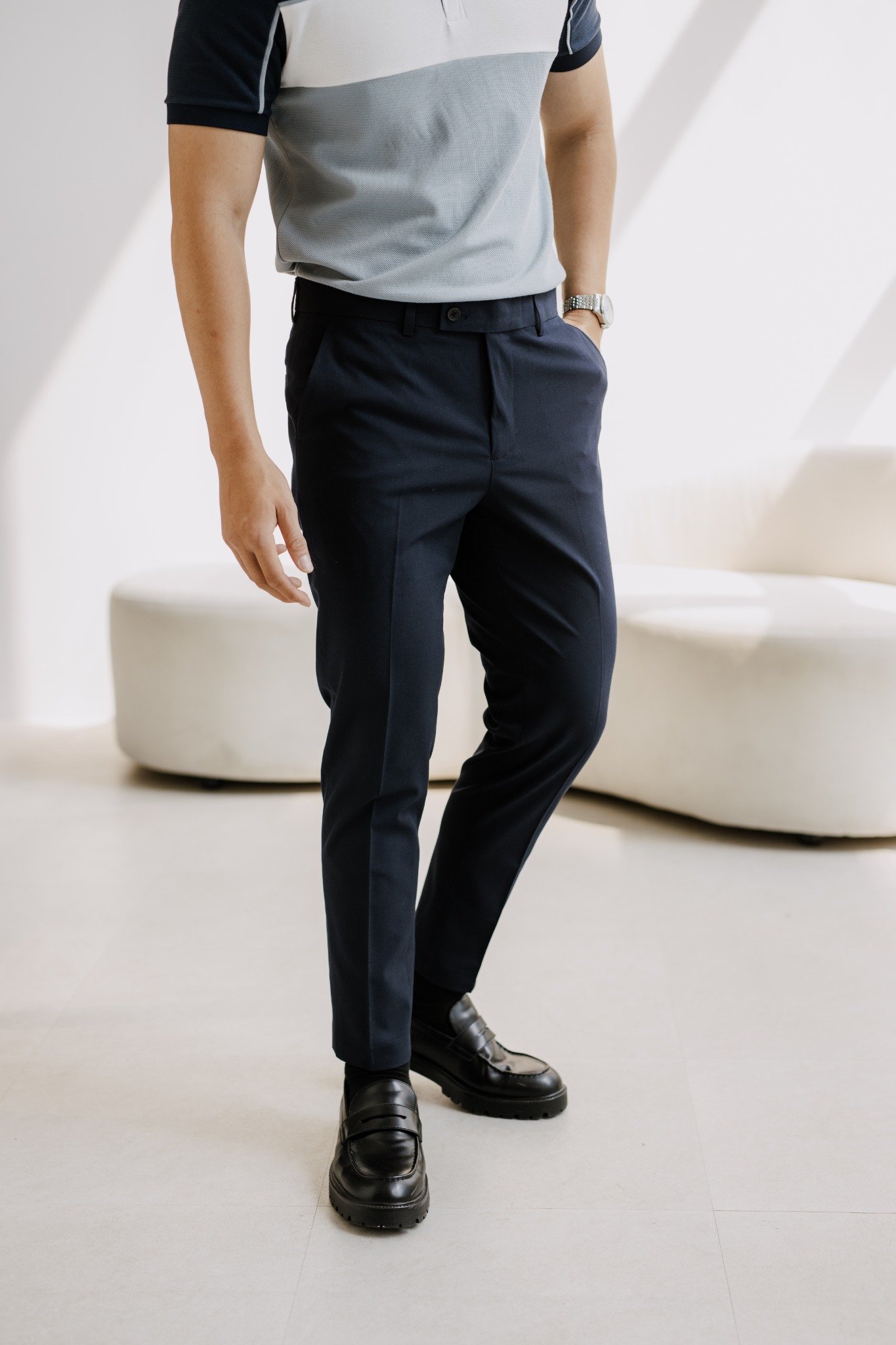 AG57 FACTORY SLIMFIT ESSENTIAL TROUSERS - DARK BLUE