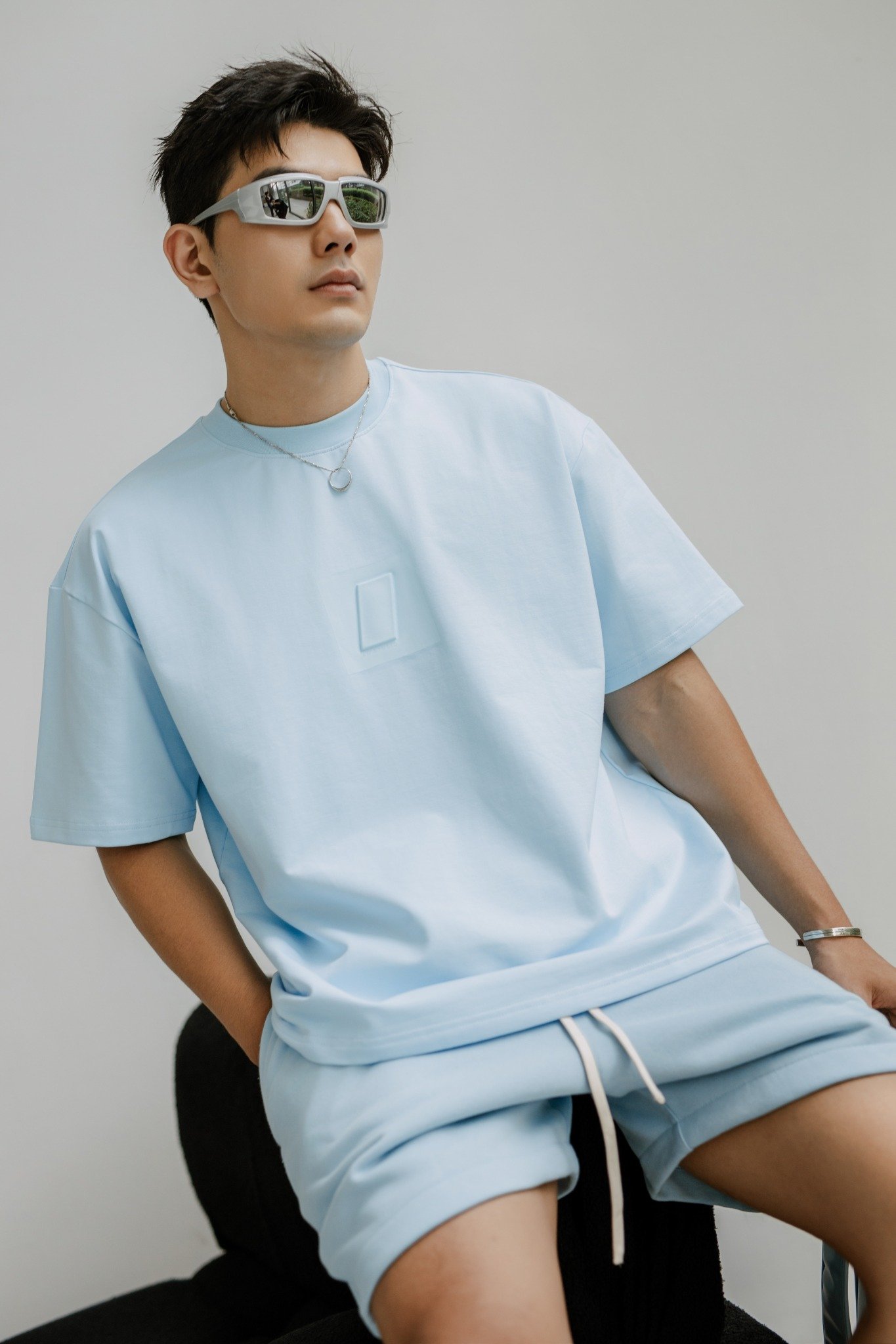 TA22 STUDIO LOOSE FIT BASIC SHORT - SKY BLUE