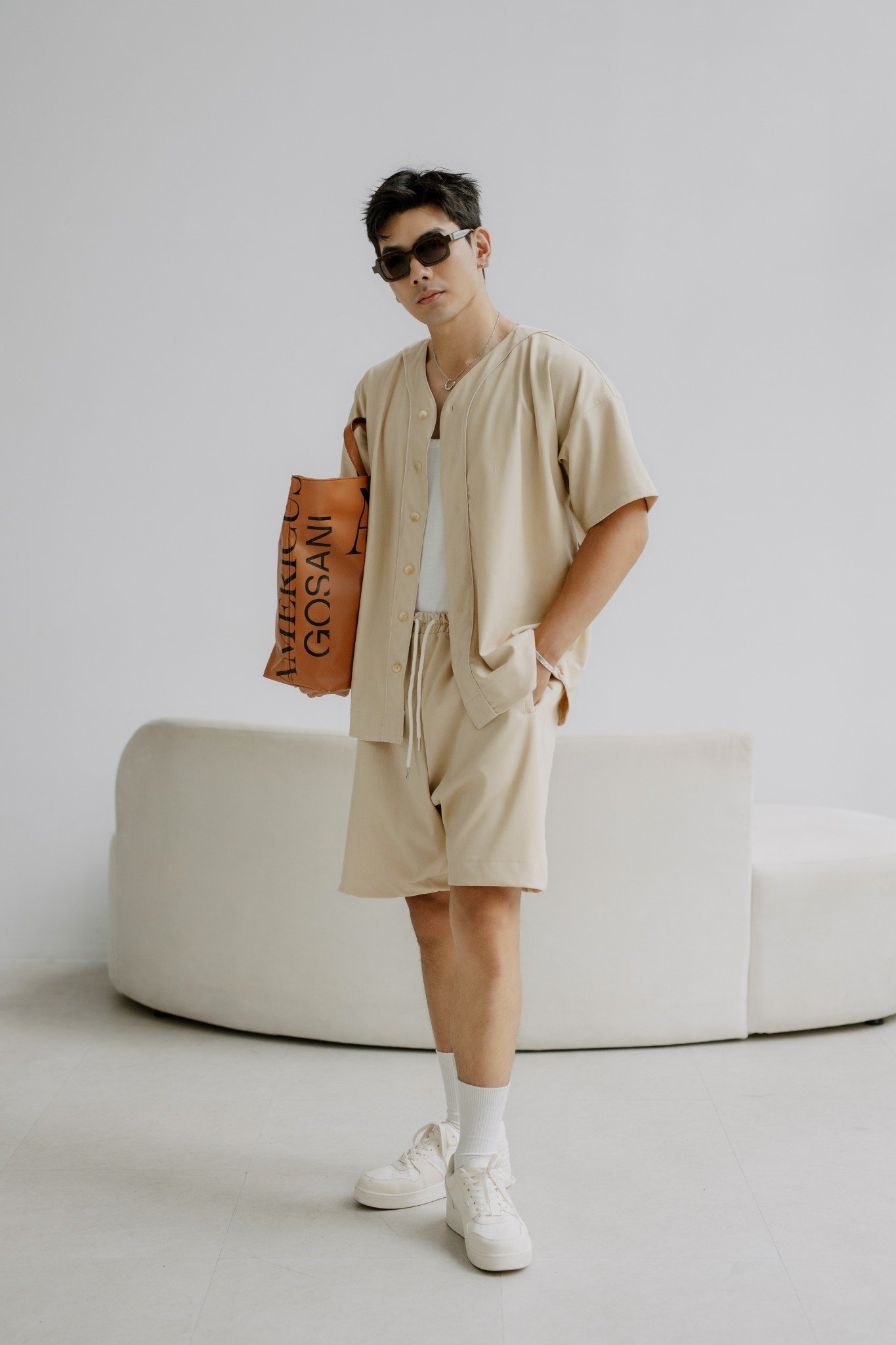 AG24 STUDIO LOOSE FIT CUBAN SHIRT - BEIGE