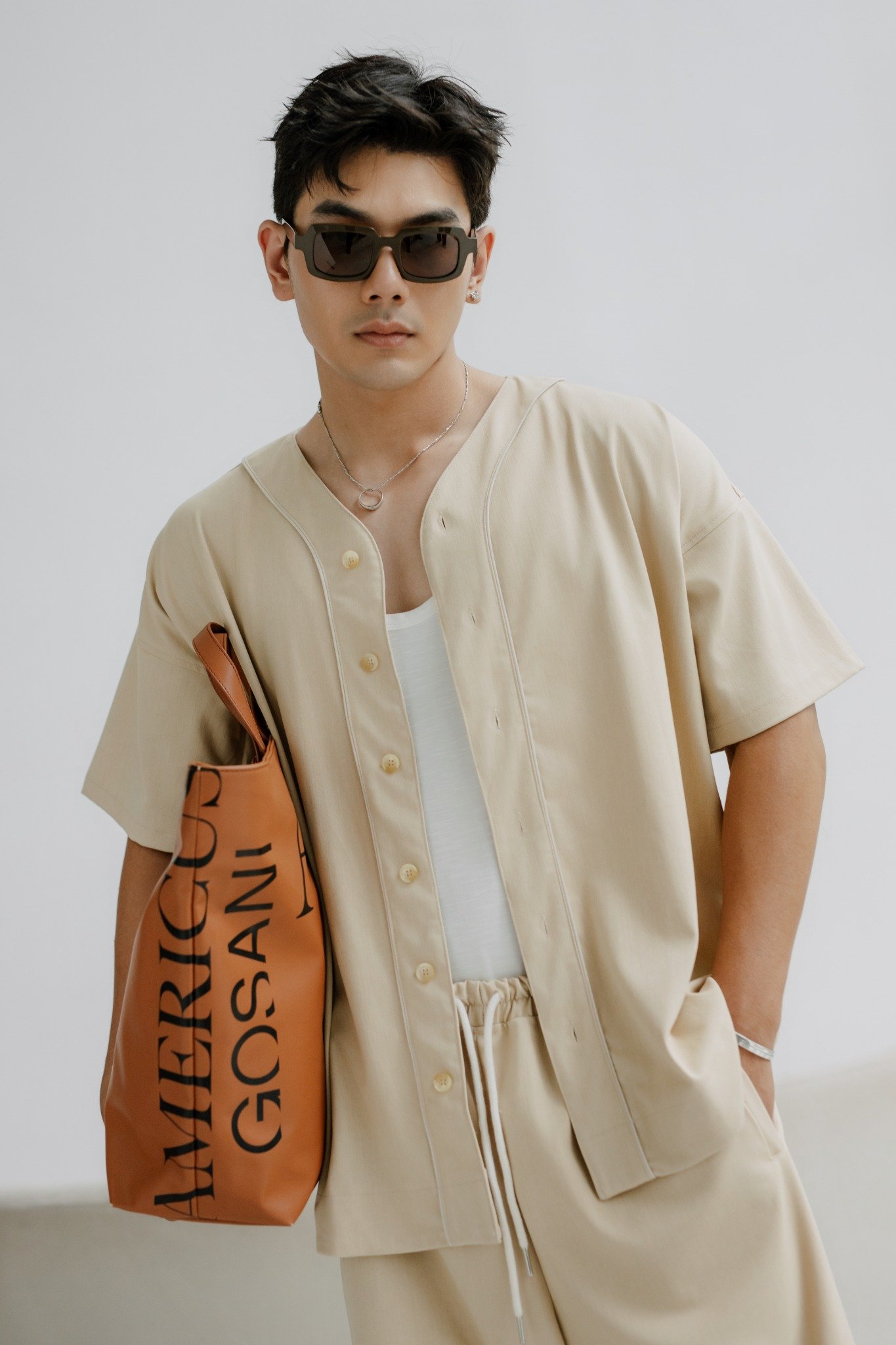 AG24 STUDIO LOOSE FIT CUBAN SHIRT - BEIGE