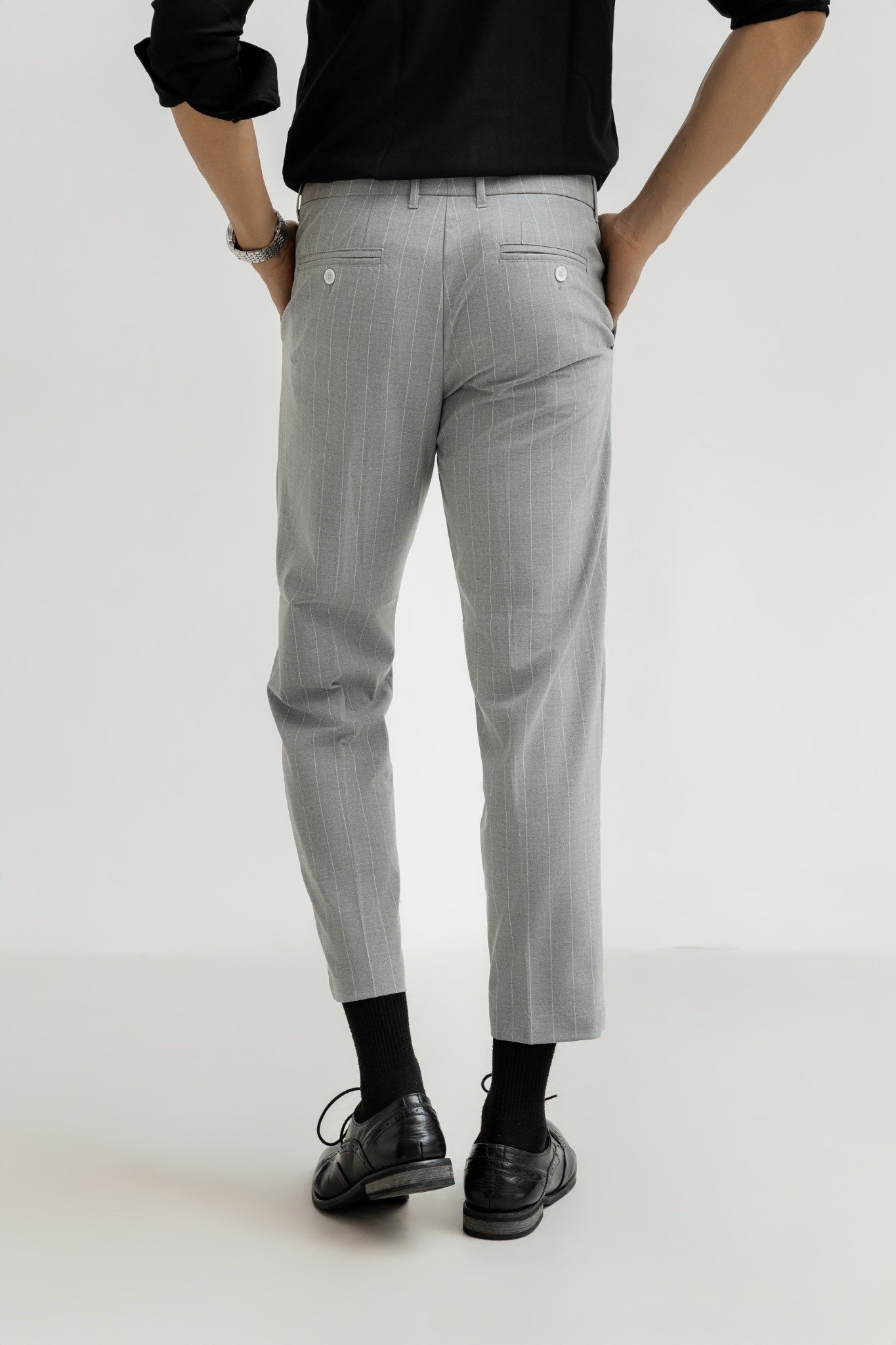 AG03 PREMIUM SLIMFIT NEW STRIPED DETAILS TROUSER - GREY