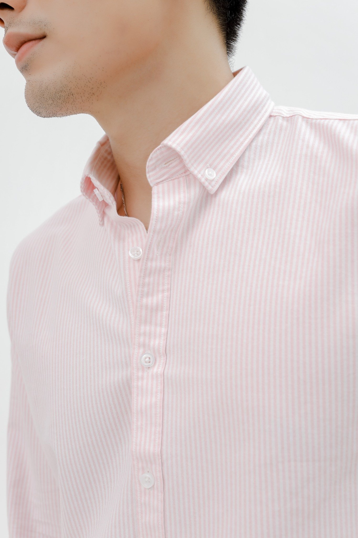 AG875 PREMIUM SLIMFIT NEW SMALL LONG STRIPED SHIRT - PINK