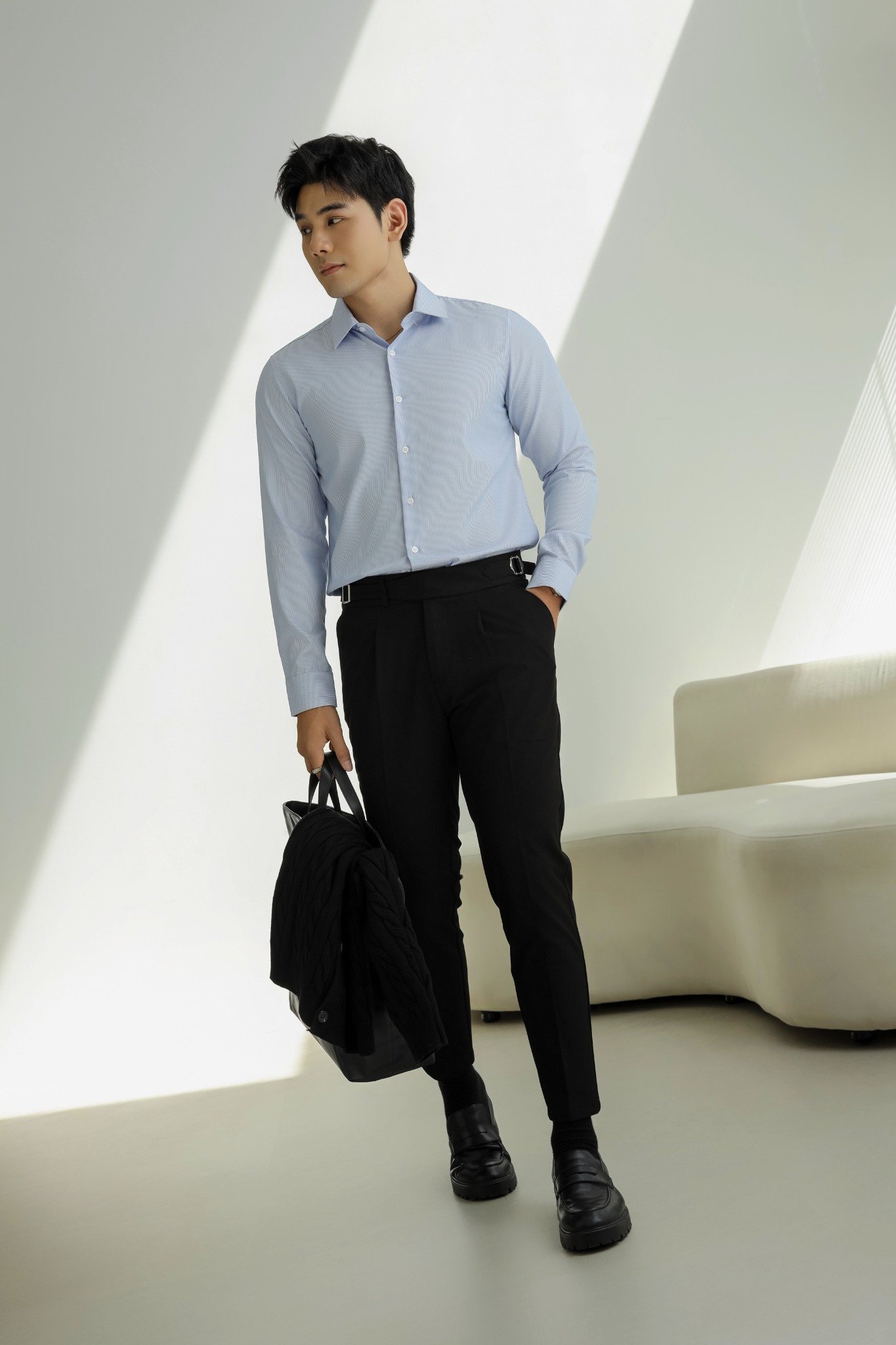 AG3P1 PREMIUM SLIMFIT TEXTURE SHIRT - LIGHT BLUE