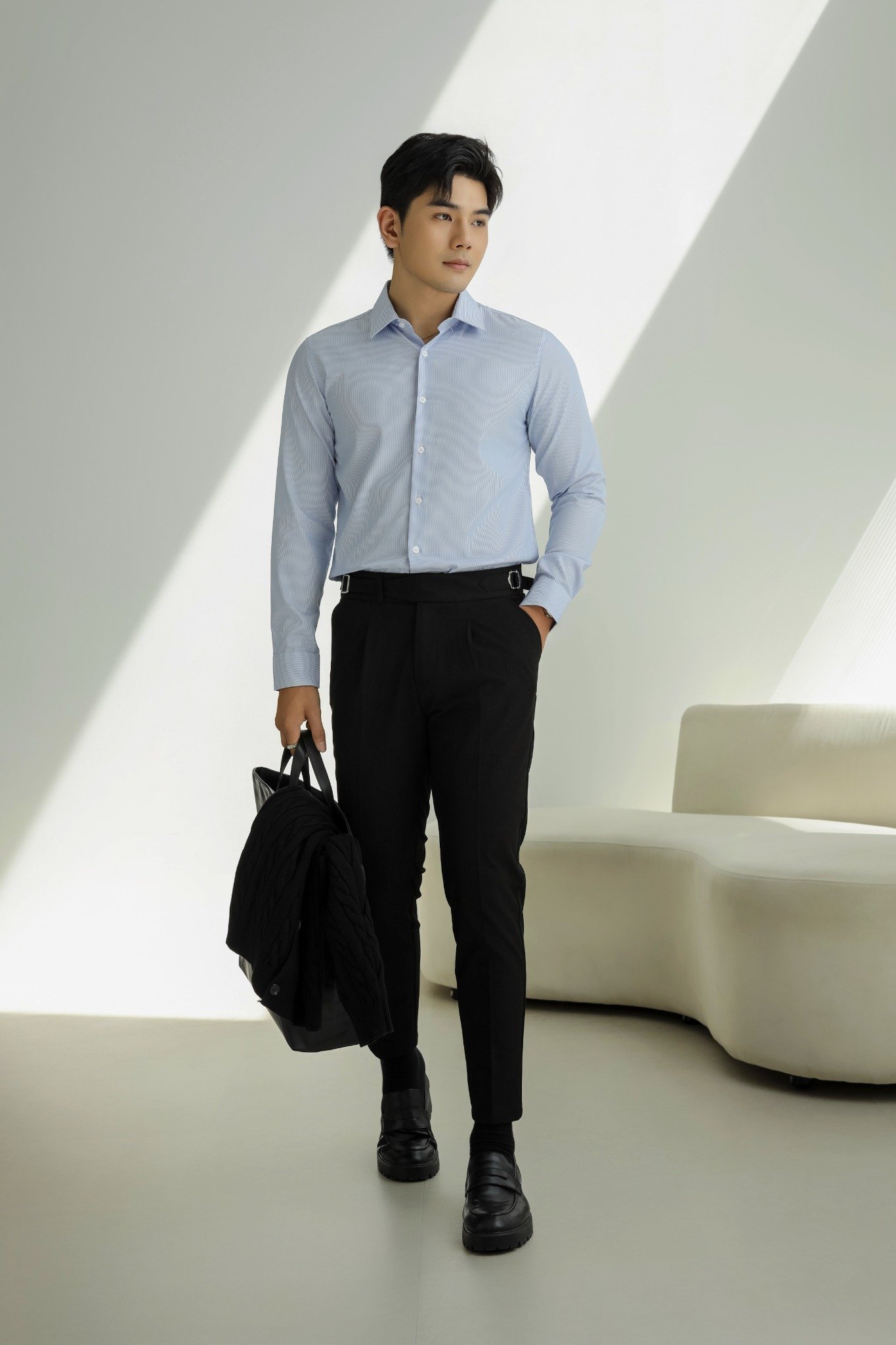AG3P1 PREMIUM SLIMFIT TEXTURE SHIRT - LIGHT BLUE