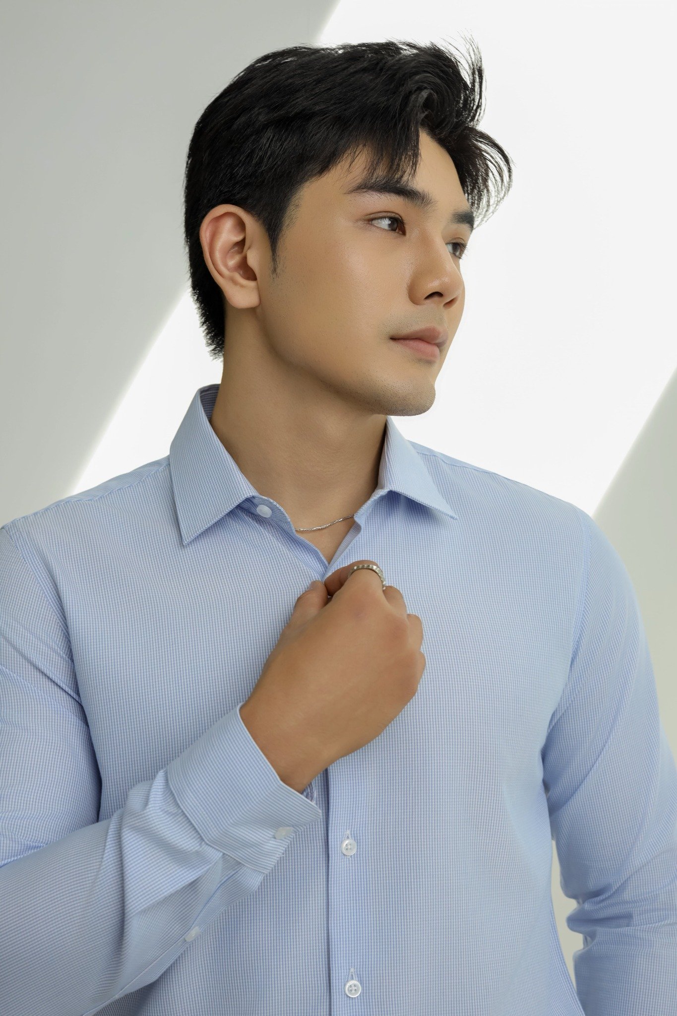 AG3P1 PREMIUM SLIMFIT TEXTURE SHIRT - LIGHT BLUE
