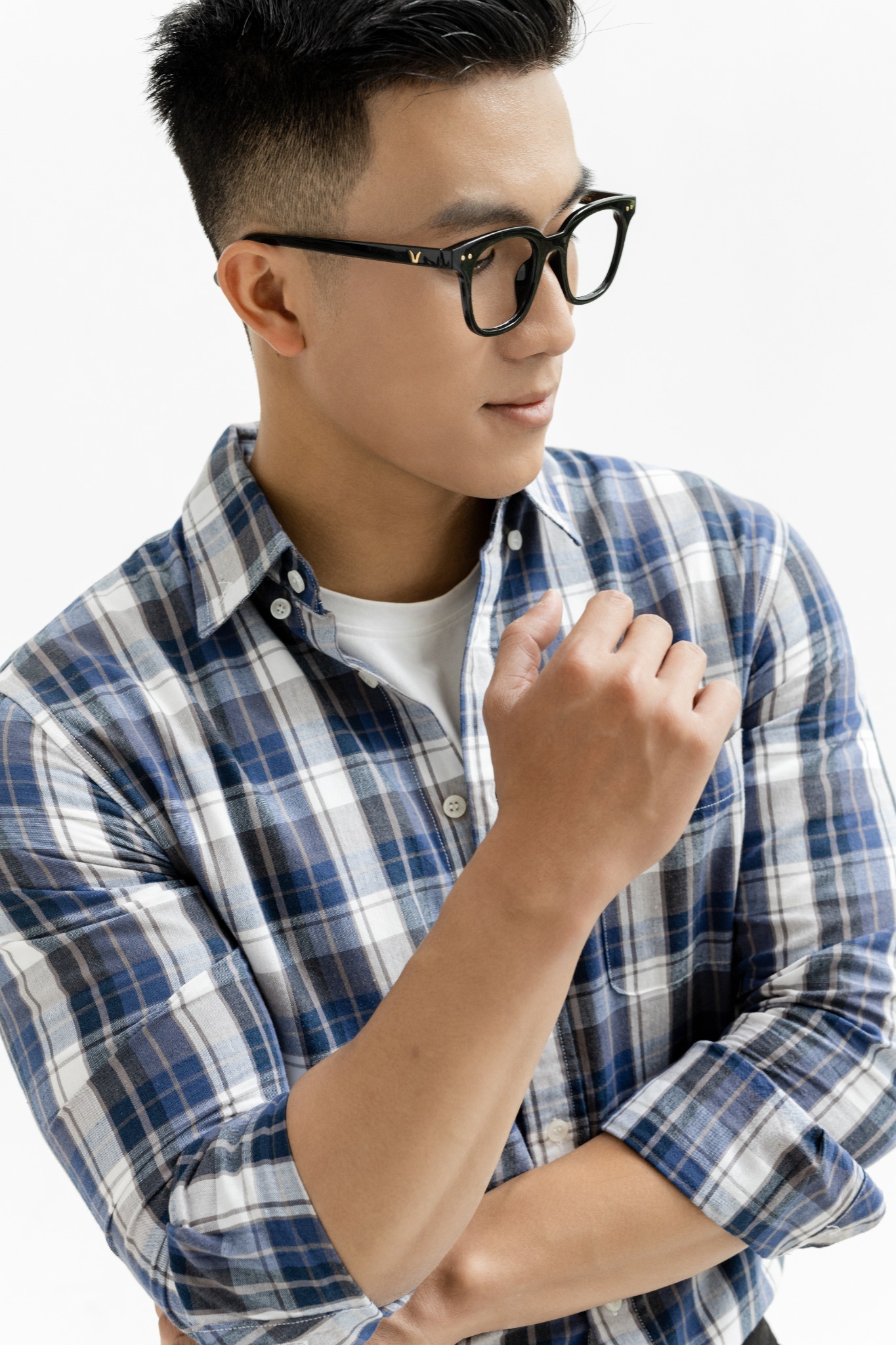 H312 FACTORY REGULAR FIT CHECKED SHIRT - DARK BLUE