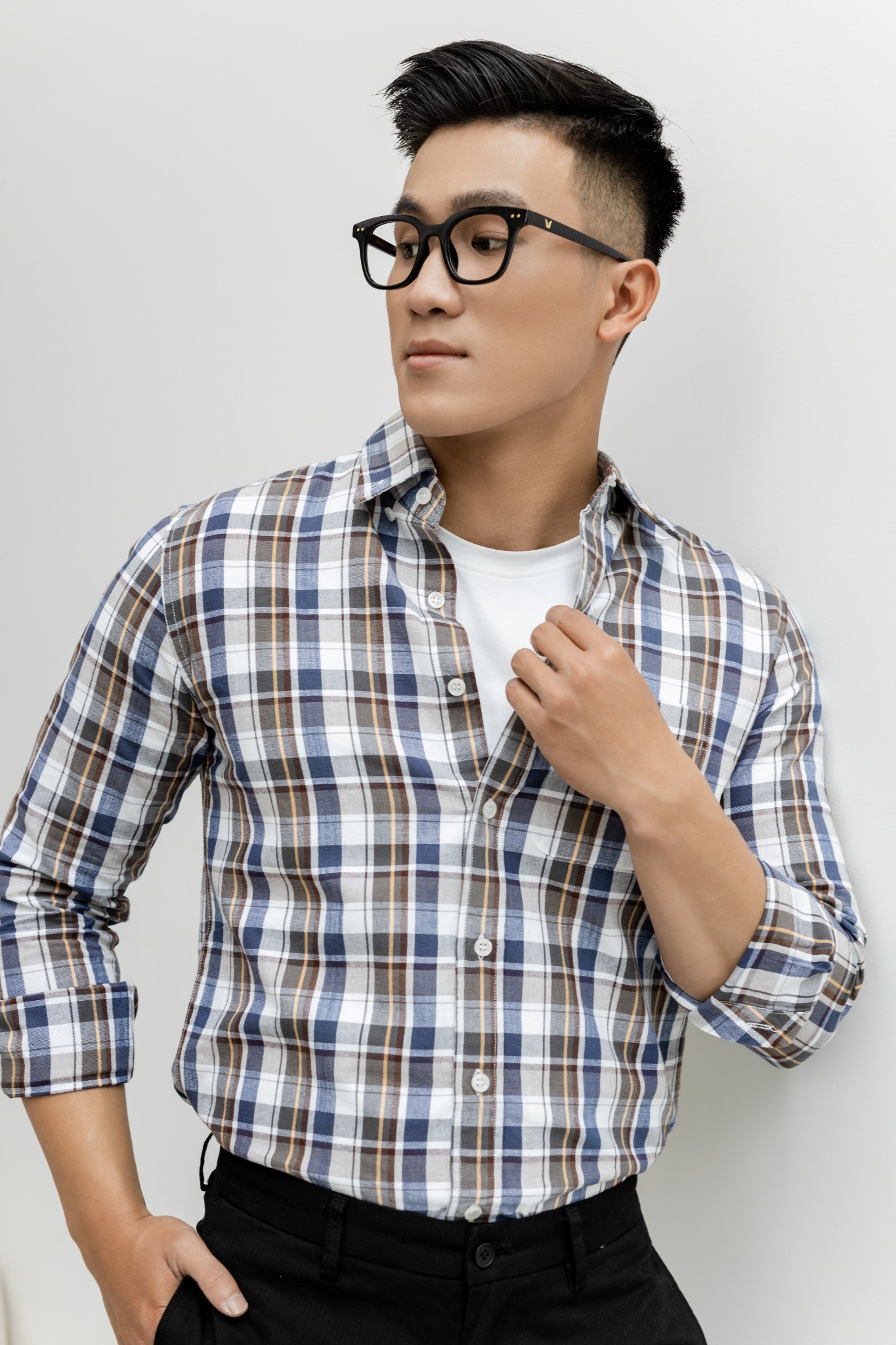 AG313 FACTORY REGULAR FIT CHECKED SHIRT - BEIGE