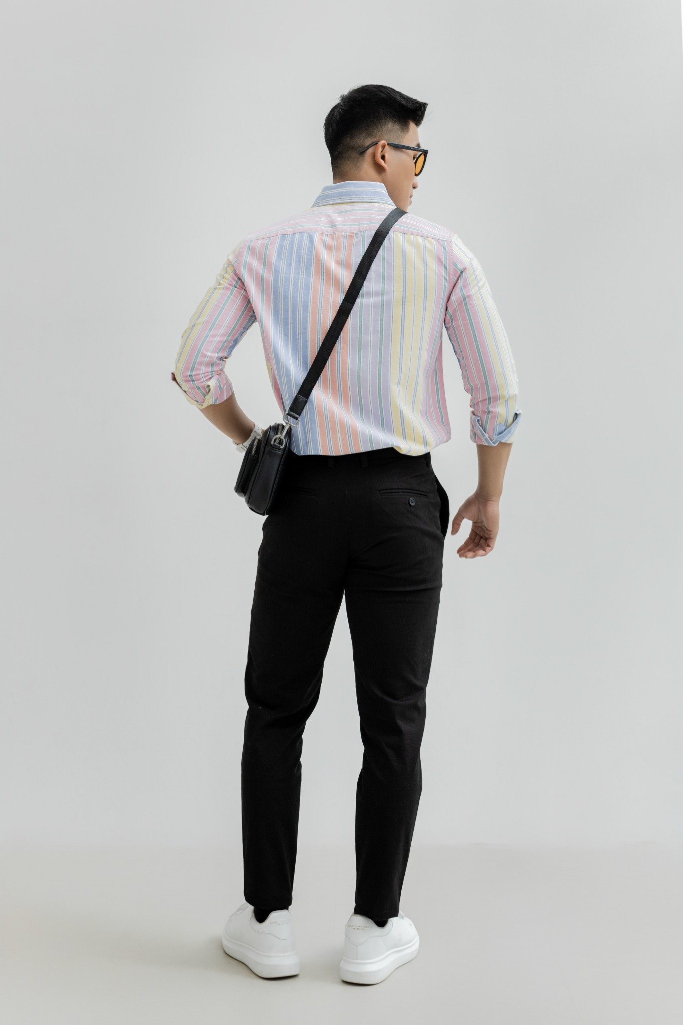 H300 FACTORY REGULAR FIT MULTI-COLORED VERTICAL STRIPED SHIRT - YELLOW