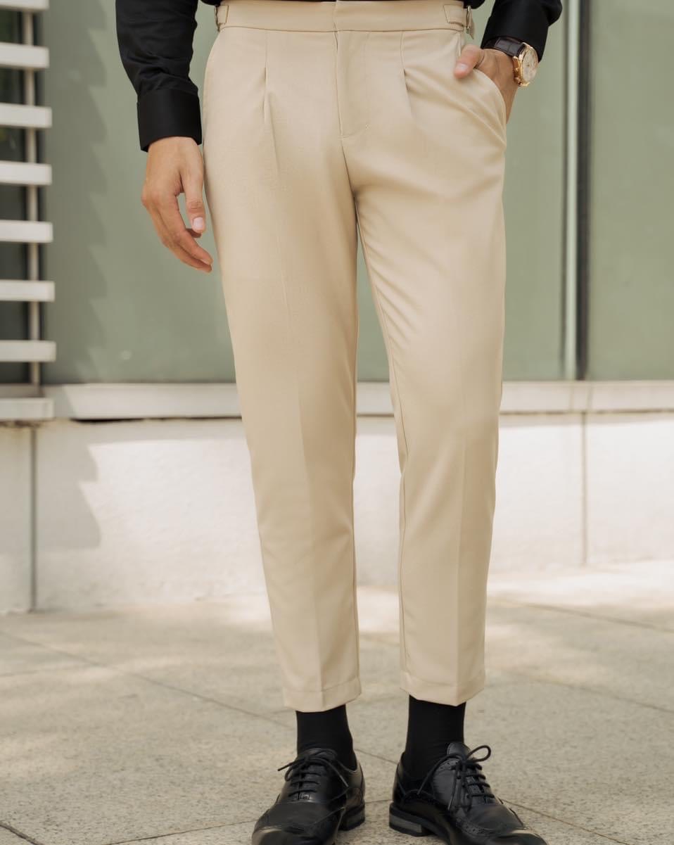 AG01 PREMIUM SLIMFIT SIDETAB TROUSERS - BEIGE