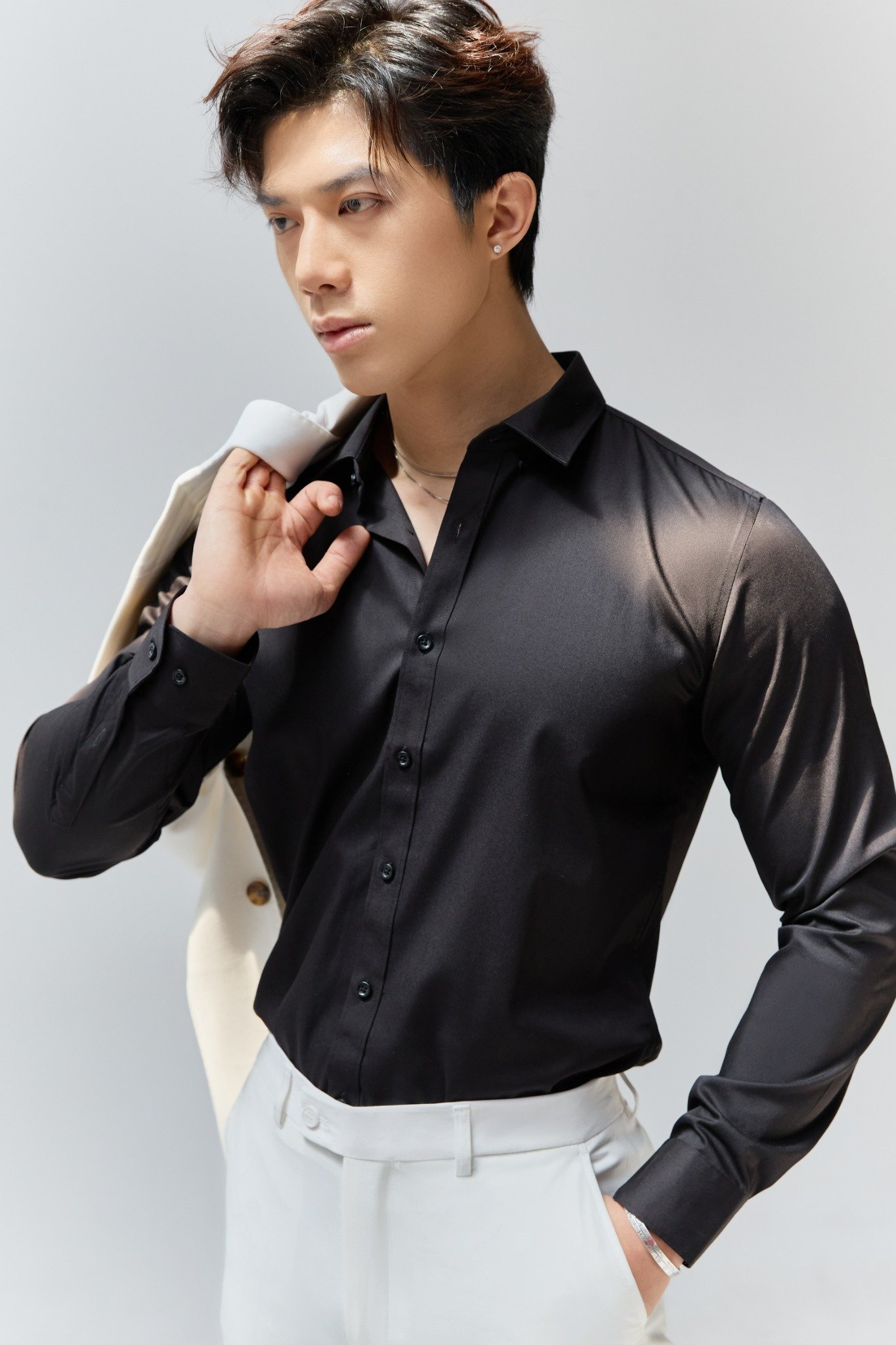 AG618 STUDIO SLIMFIT SHIRT - BLACK