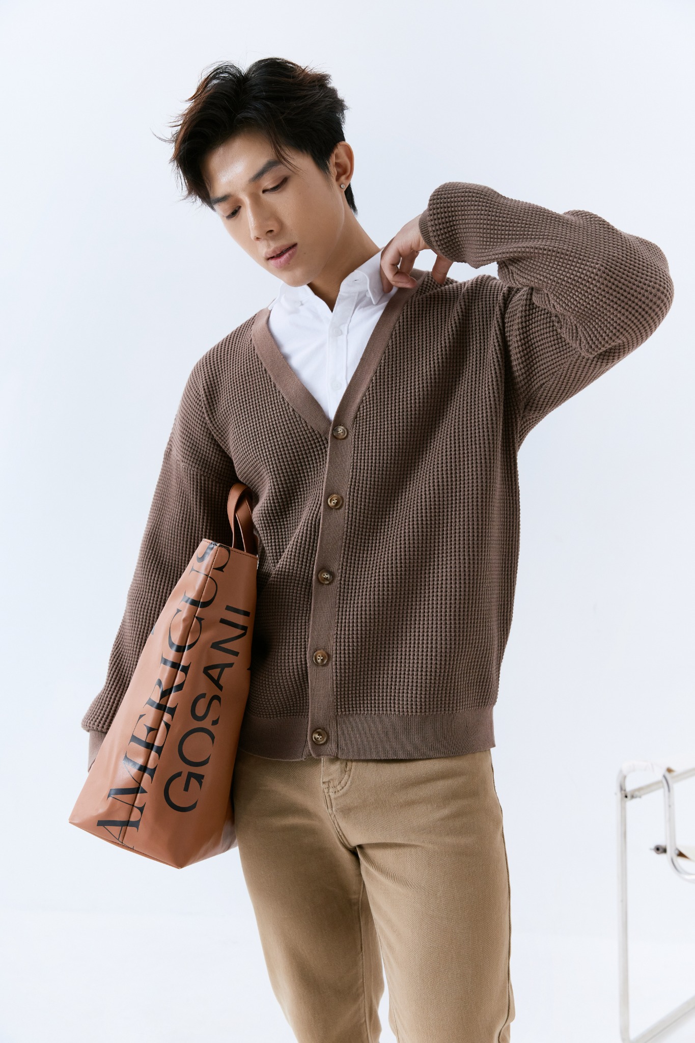 AG714 PREMIUM REGULAR FIT NEW CARDIGAN - BROWN