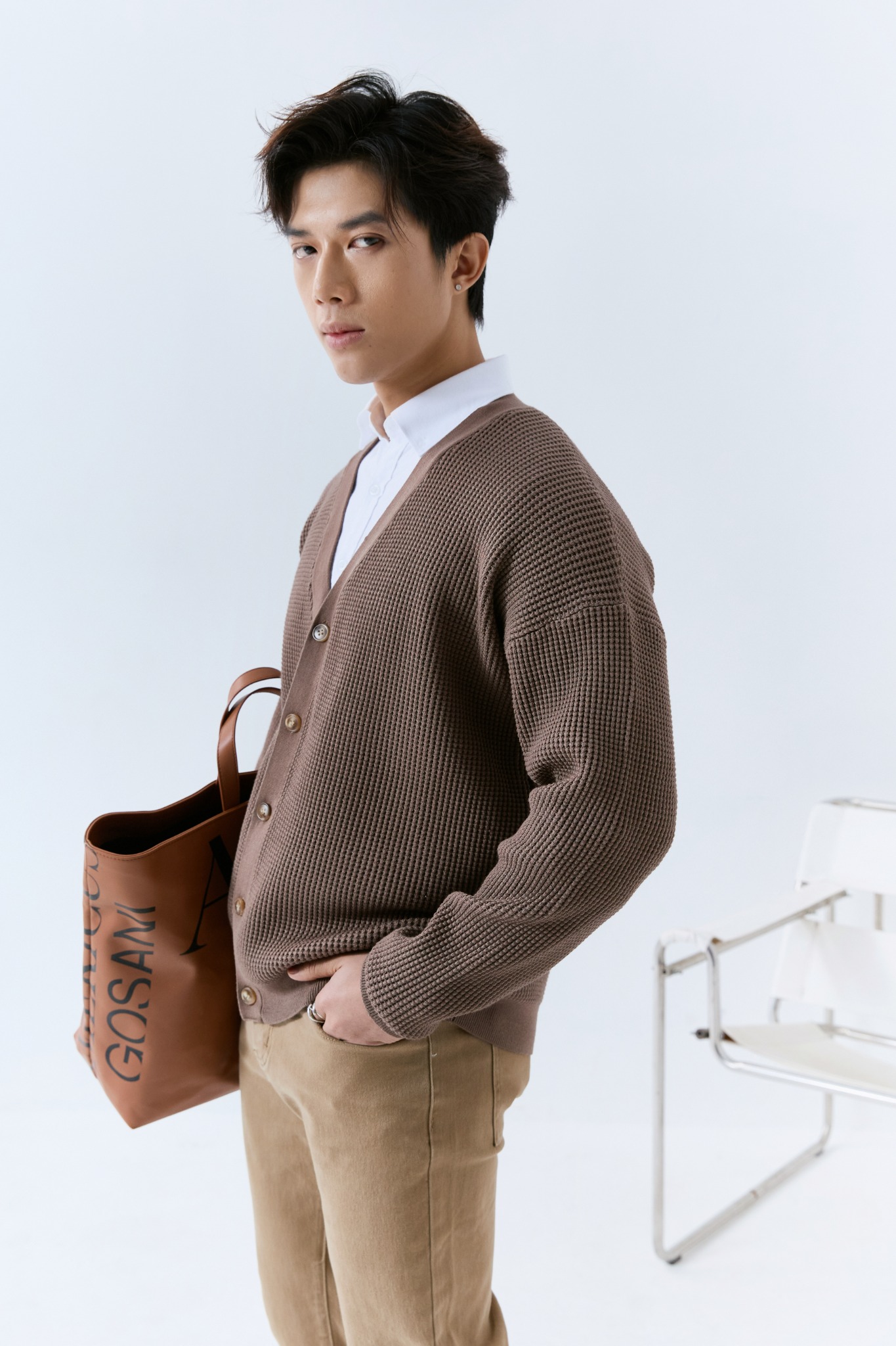 AG714 NEW COLLECTION CARDIGAN IN BROWN