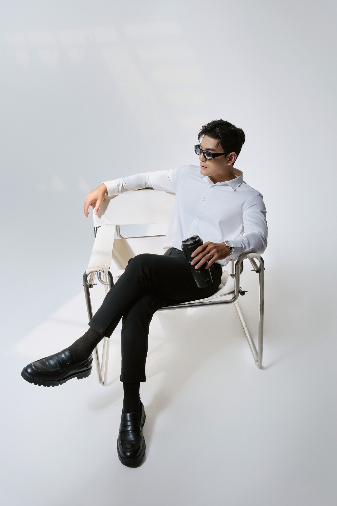 AG508 PREMIUM SLIMFIT ELASTIC WAIST TROUSERS - BLACK
