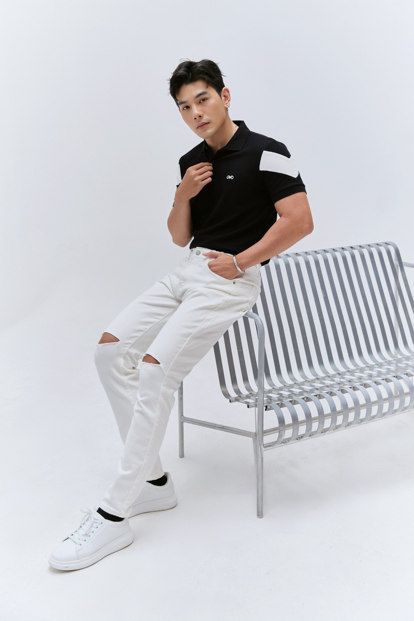 AG77 PREMIUM SLIMFIT POLO - BLACK