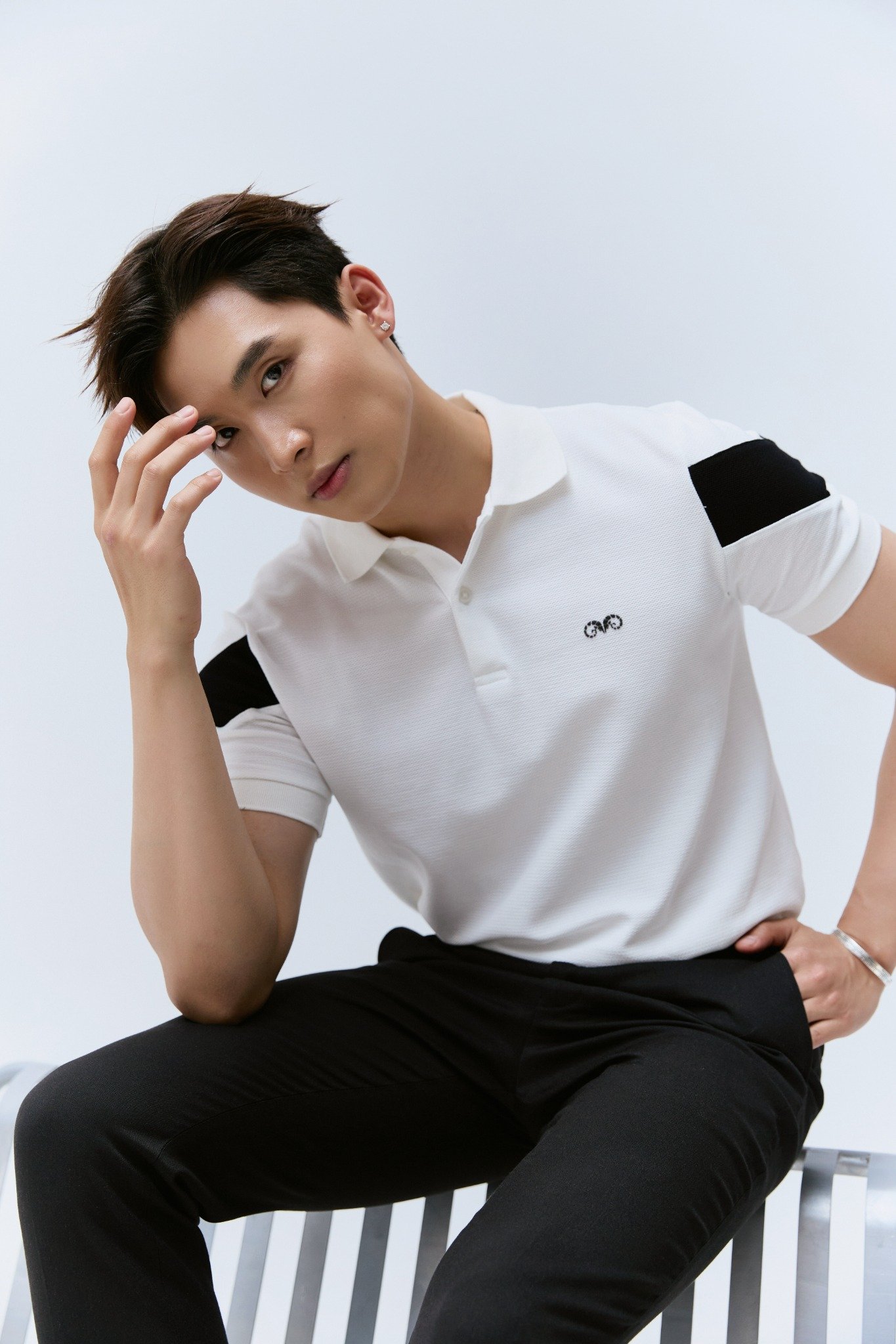 AG77 PREMIUM SLIMFIT POLO - WHITE