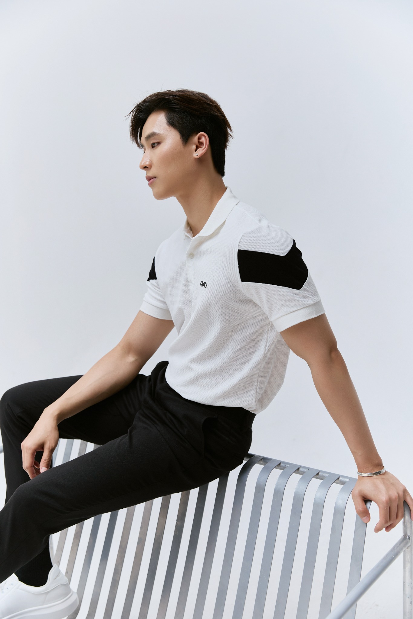 AG77 PREMIUM SLIMFIT POLO - WHITE