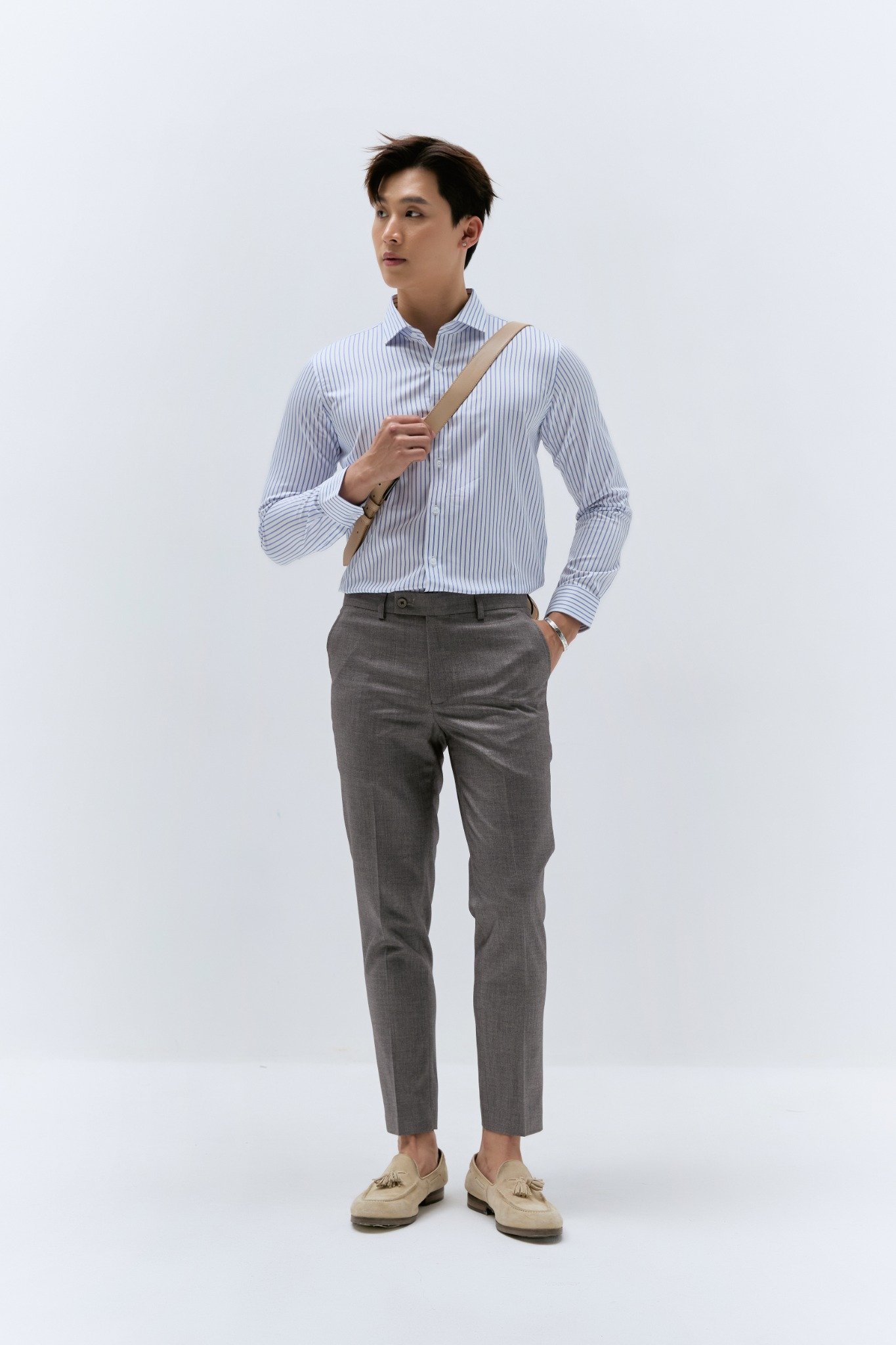 AG877 PREMIUM SLIMFIT BENGAL STRIPED SHIRT - LIGHT BLUE