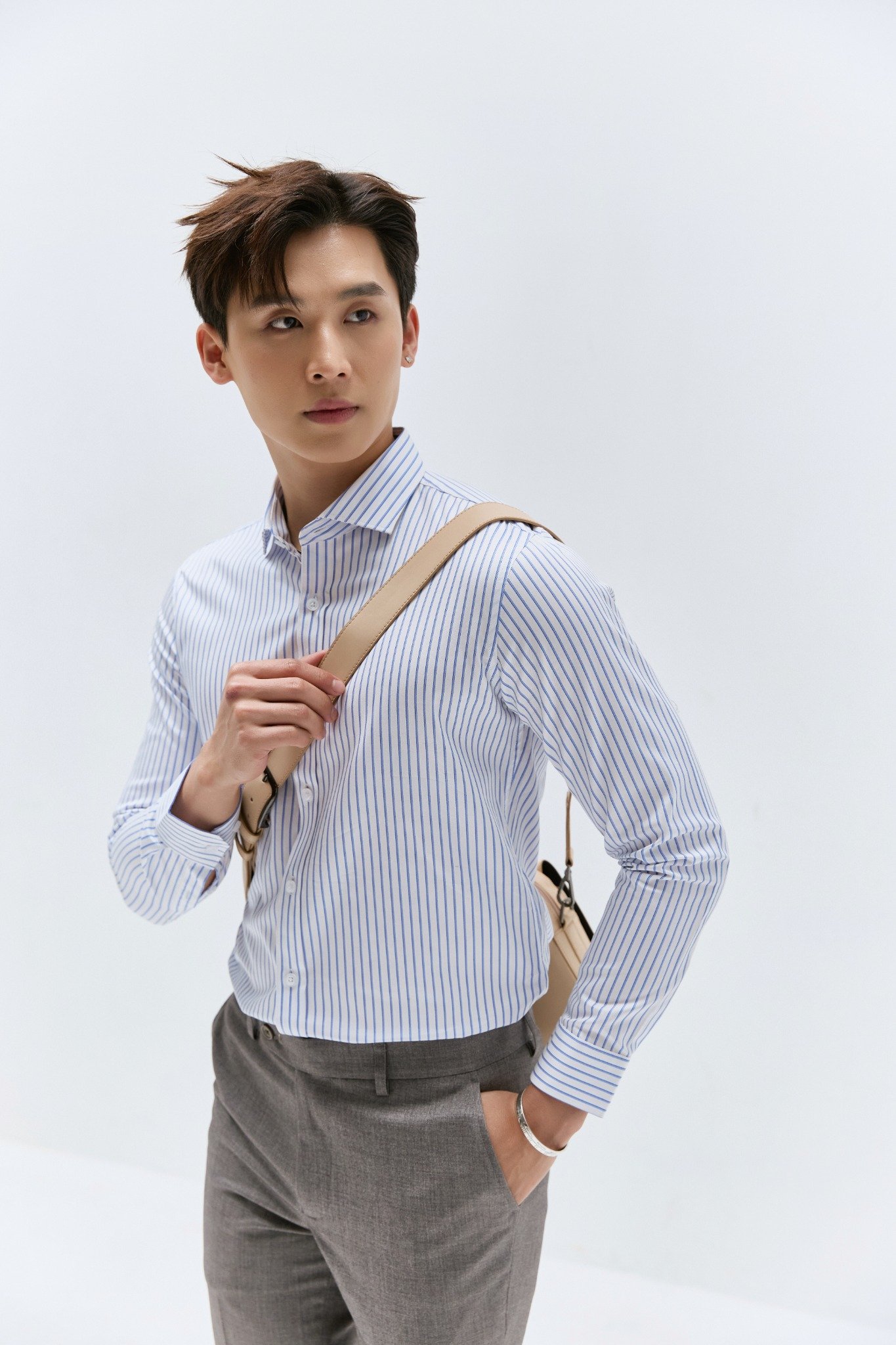 AG877 PREMIUM SLIMFIT BENGAL STRIPED SHIRT - LIGHT BLUE
