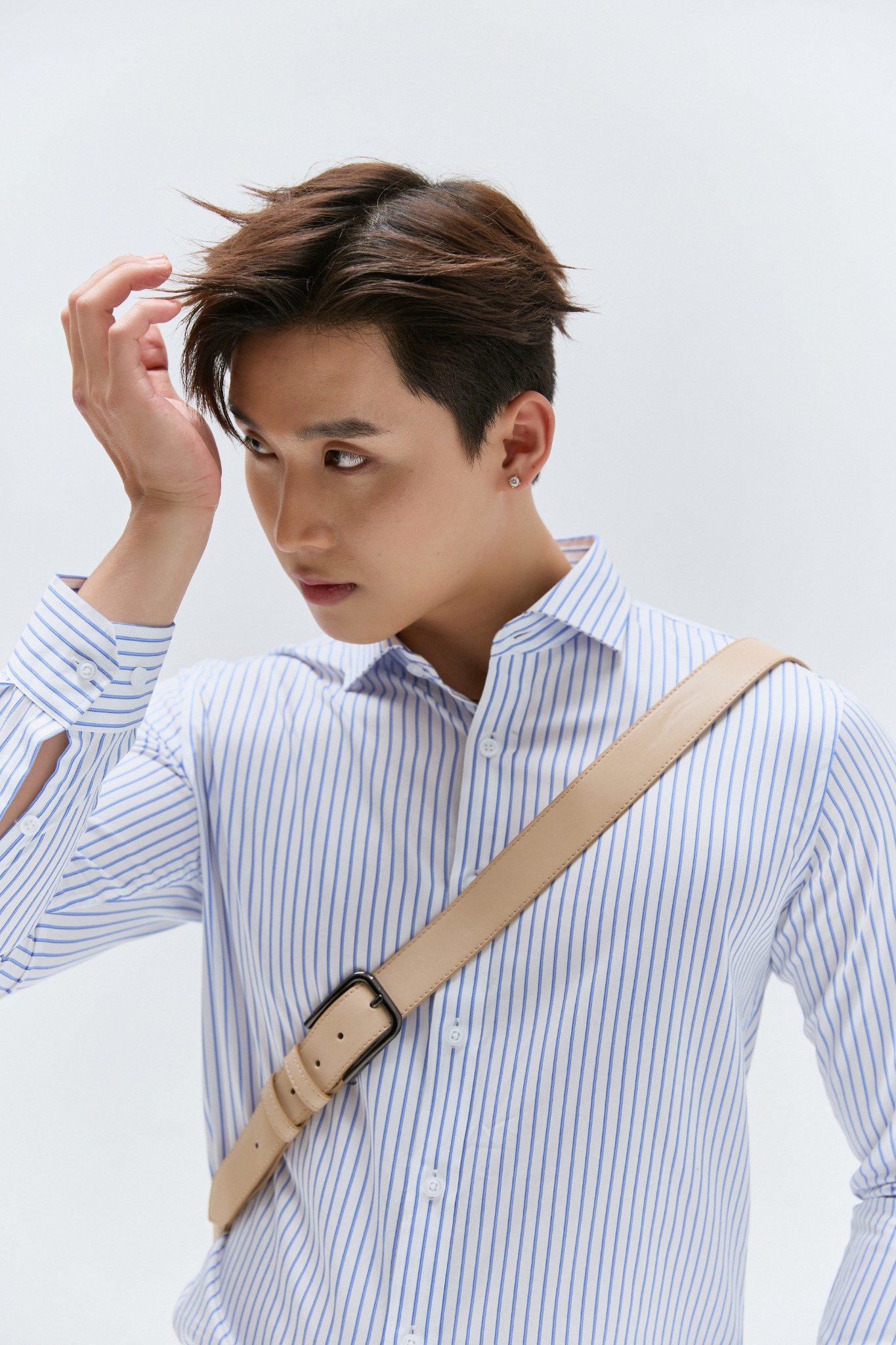 AG877 PREMIUM SLIMFIT BENGAL STRIPED SHIRT - LIGHT BLUE