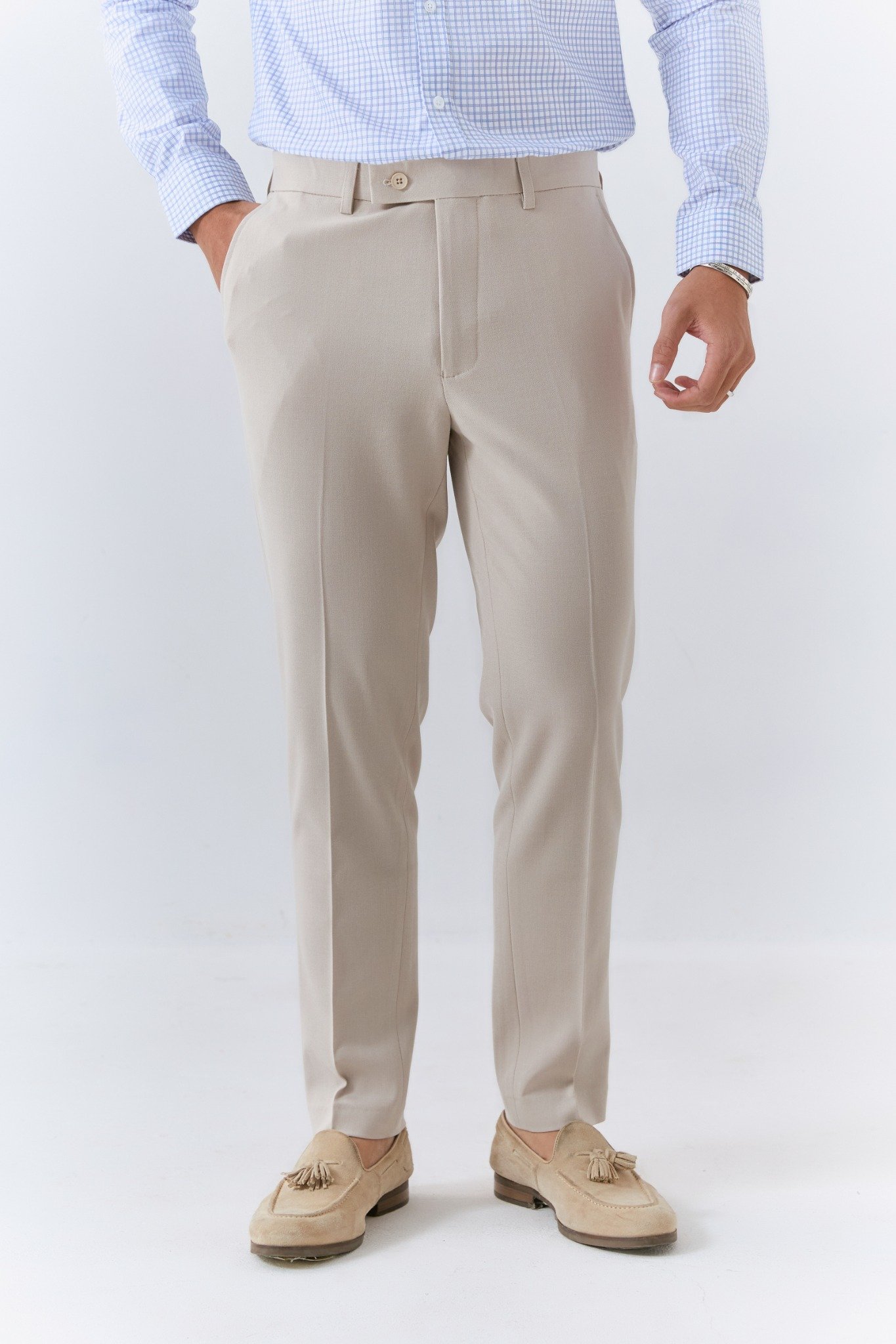 AG1 PREMIUM SLIMFIT NEW TROUSERS - OFF WHITE