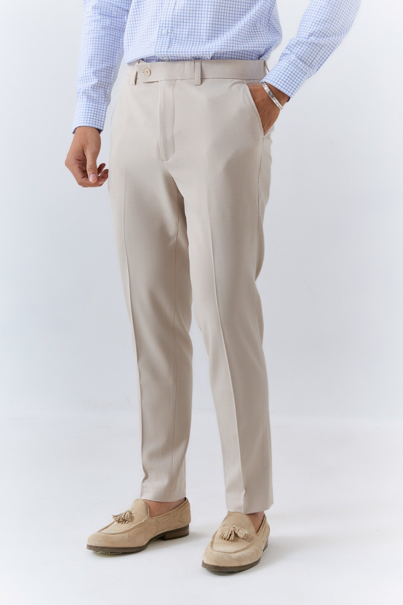 AG1 PREMIUM SLIMFIT NEW TROUSERS - OFF WHITE