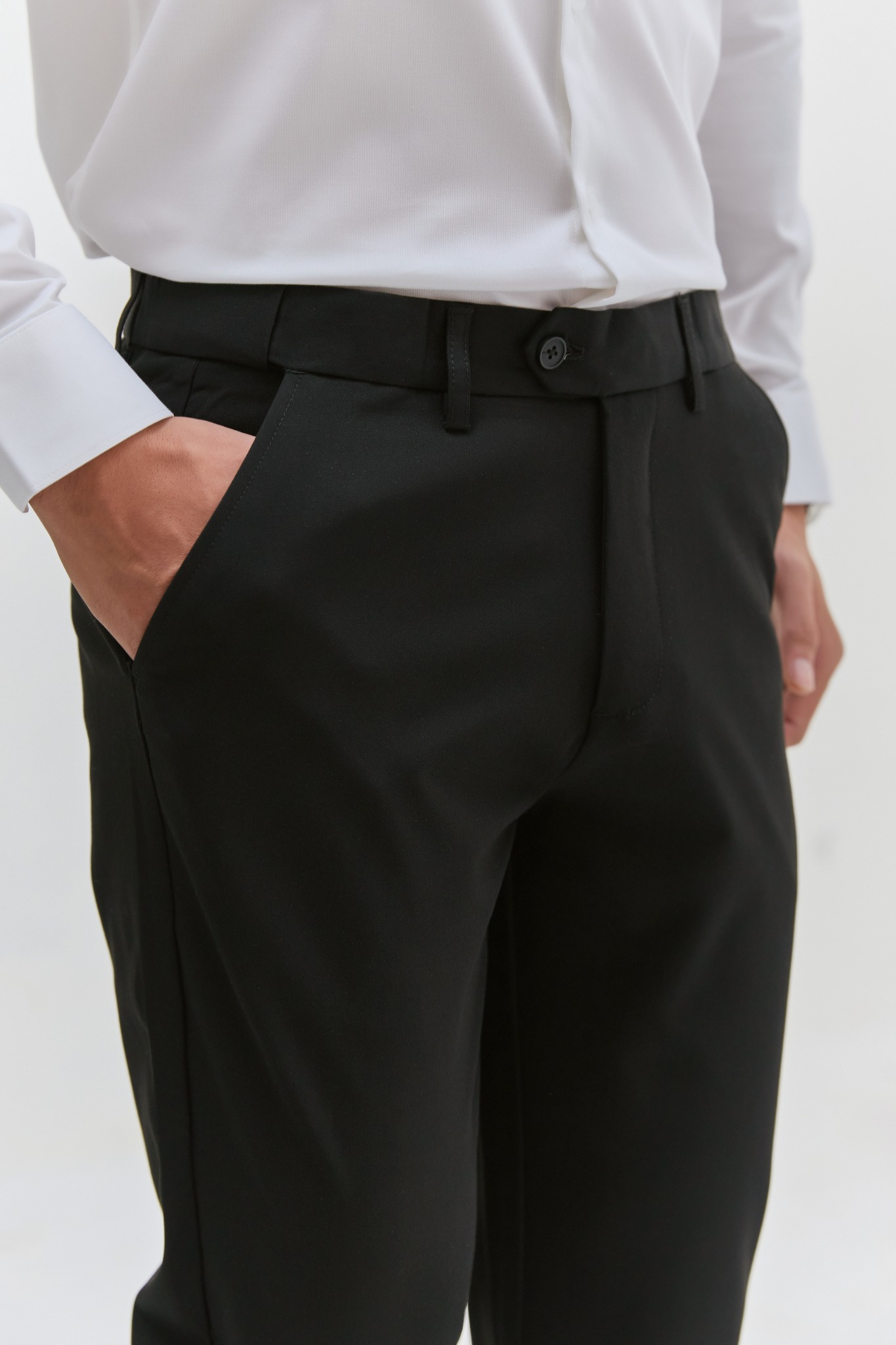 AG508 PREMIUM SLIMFIT ELASTIC WAIST TROUSERS - BLACK