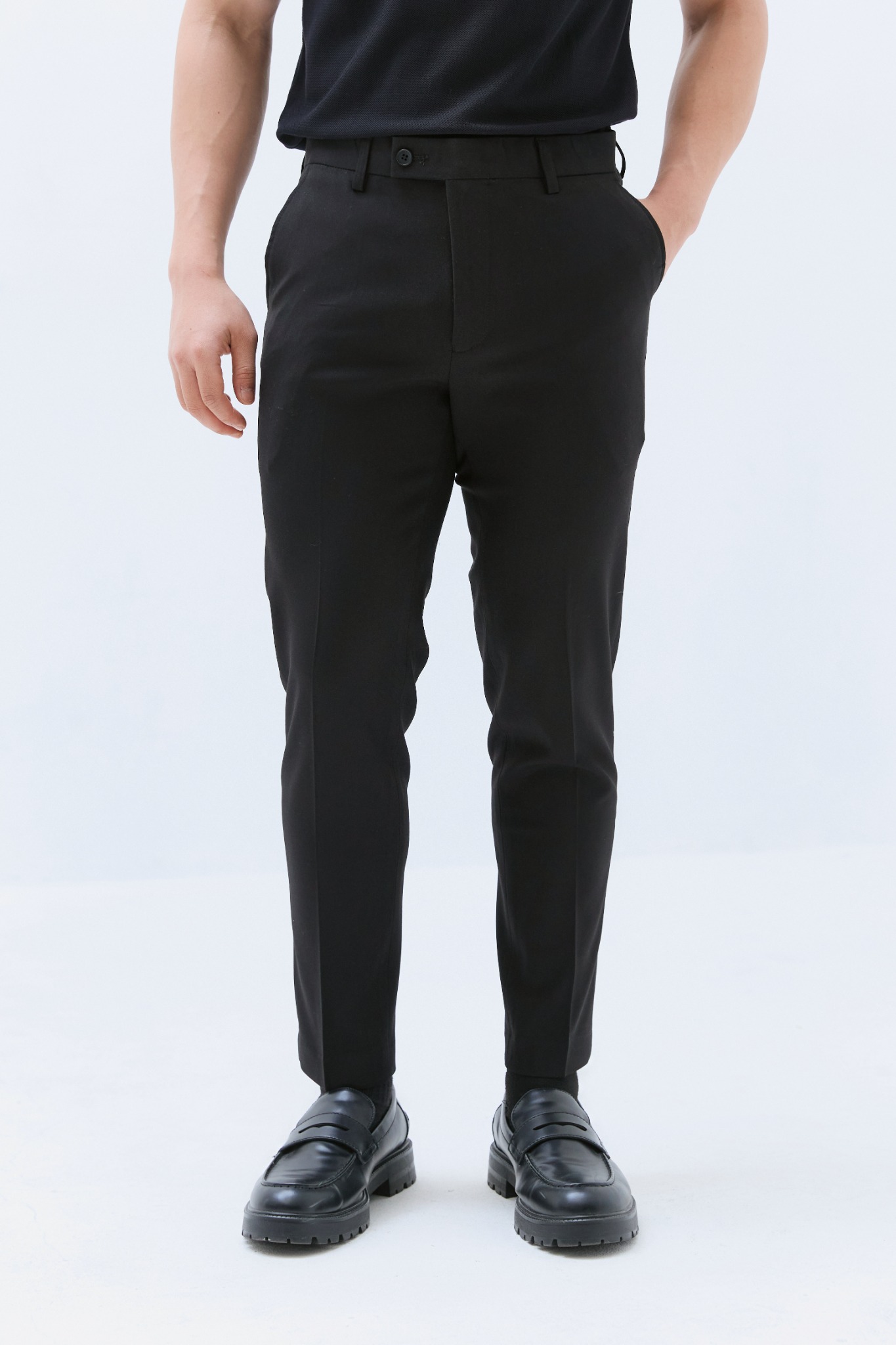 N56 PREMIUM SLIMFIT ESSENTIAL NEUTRAL LINE TROUSERS - BLACK