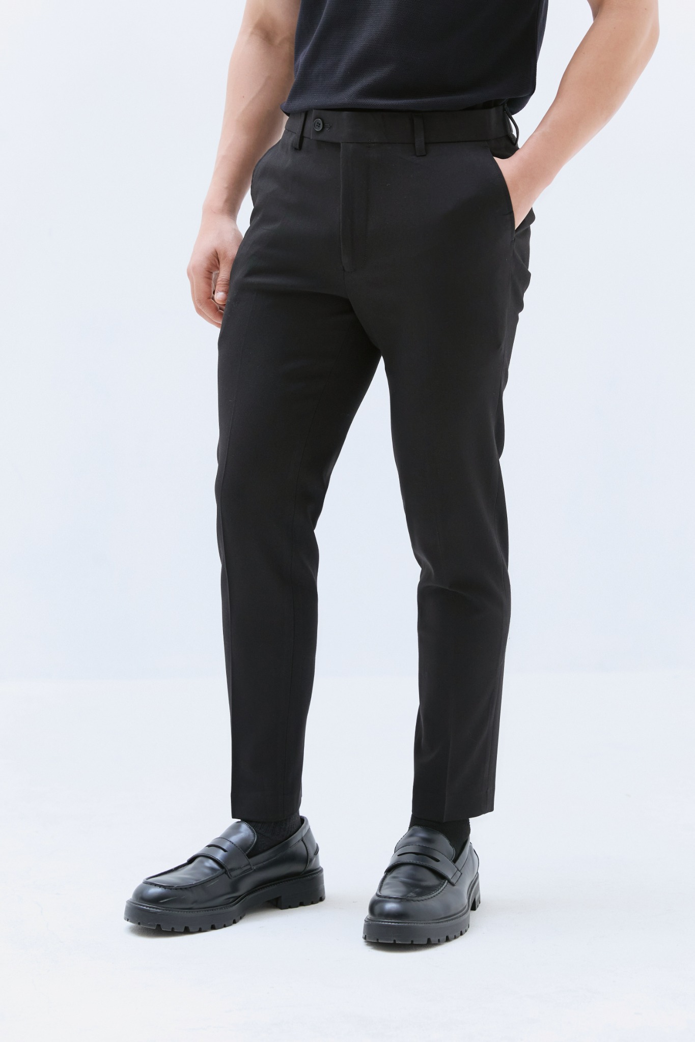 N56 PREMIUM SLIMFIT ESSENTIAL NEUTRAL LINE TROUSERS - BLACK