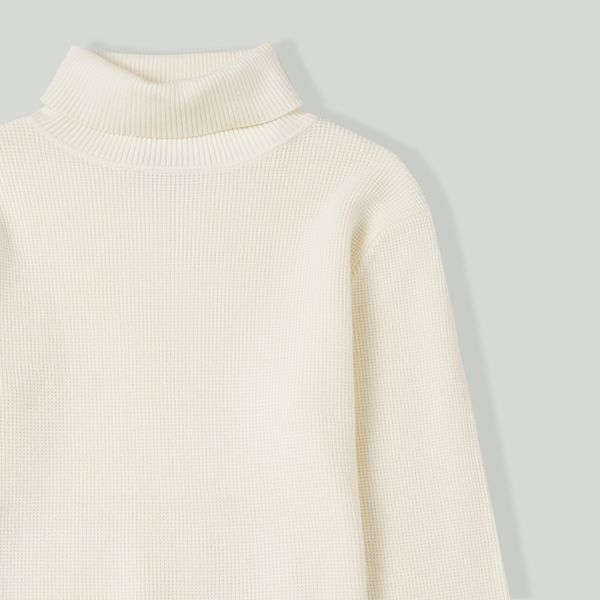  AG55 TURTLENECK SWEATER BLACK BORDER TEXTURE - WHITE 